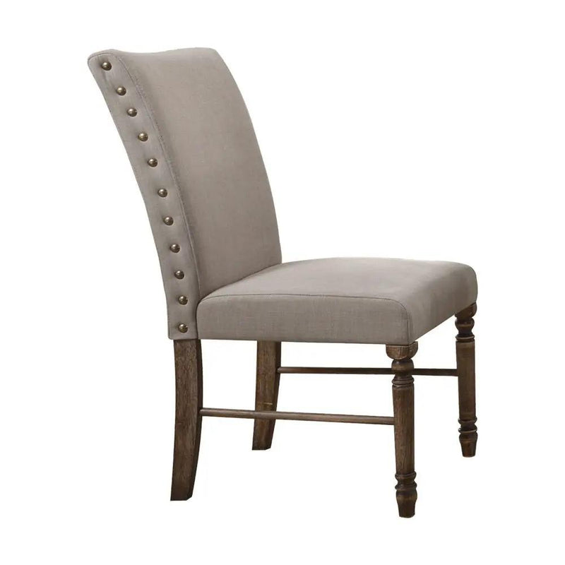 Leventis - Side Chair (Set of 2) - Cream Linen & Weathered Oak by Unique Piece Furniture