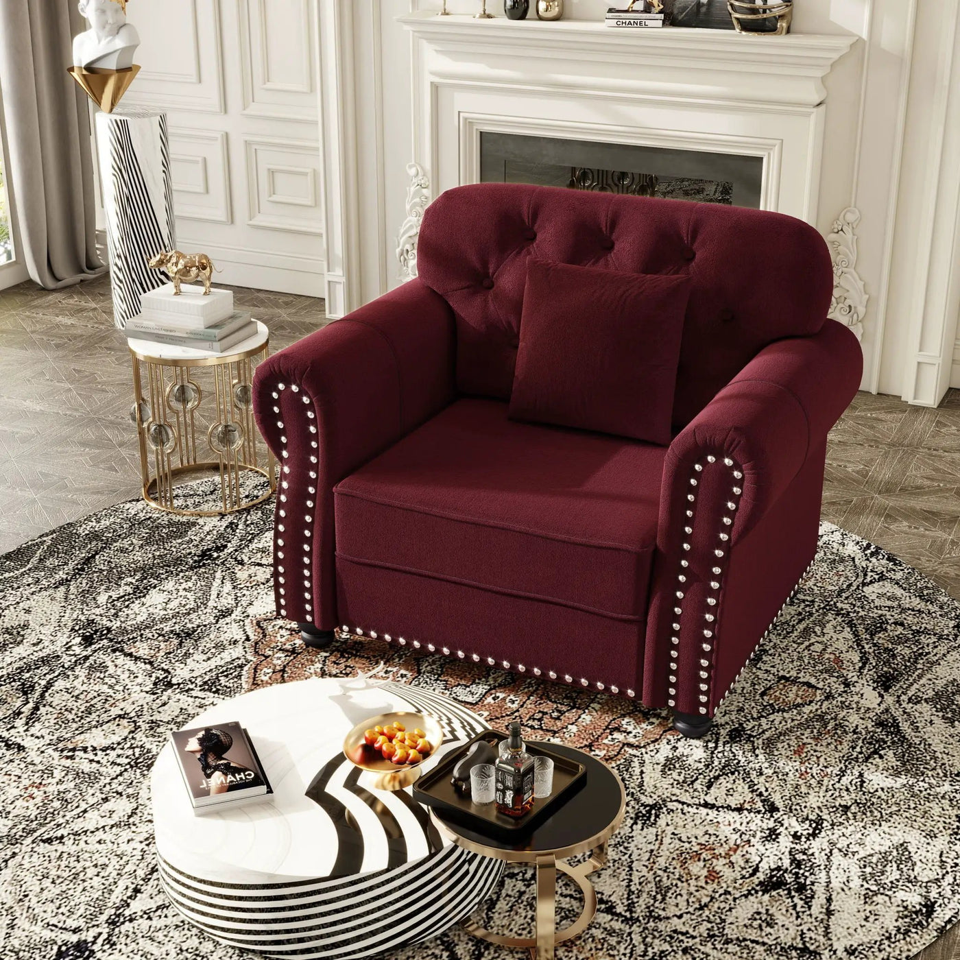 Sofa With Nailhead Trim And Rolled Armrests by HouseOfZazla