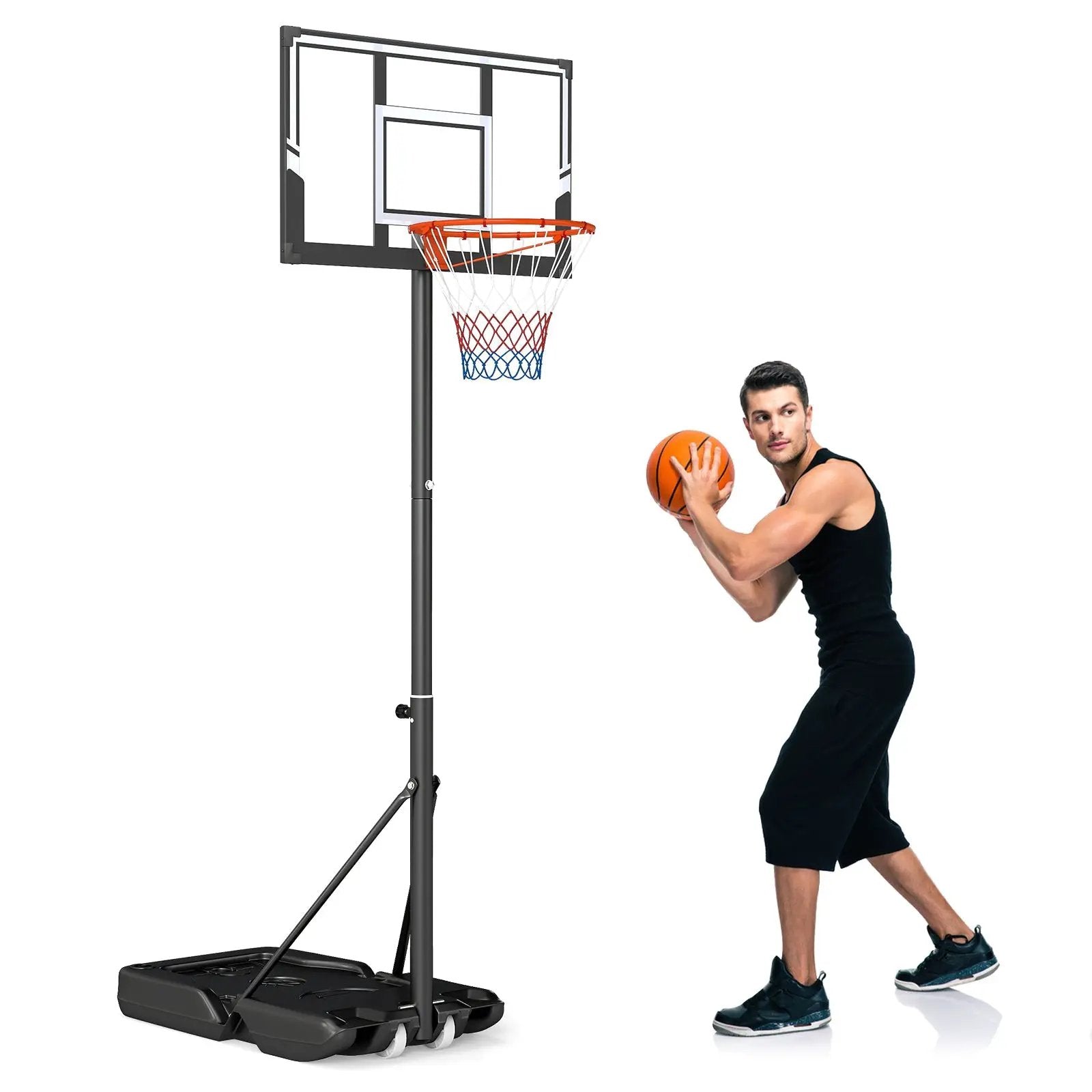 3.3-10 Feet Portable Basketball Hoop Adjustable with Base and Wheels by DirectDeals