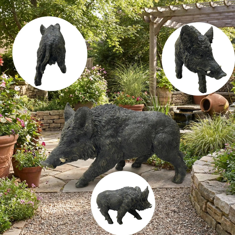 Simulated Wild Boar Resin Garden Statue by HouseOfZazla