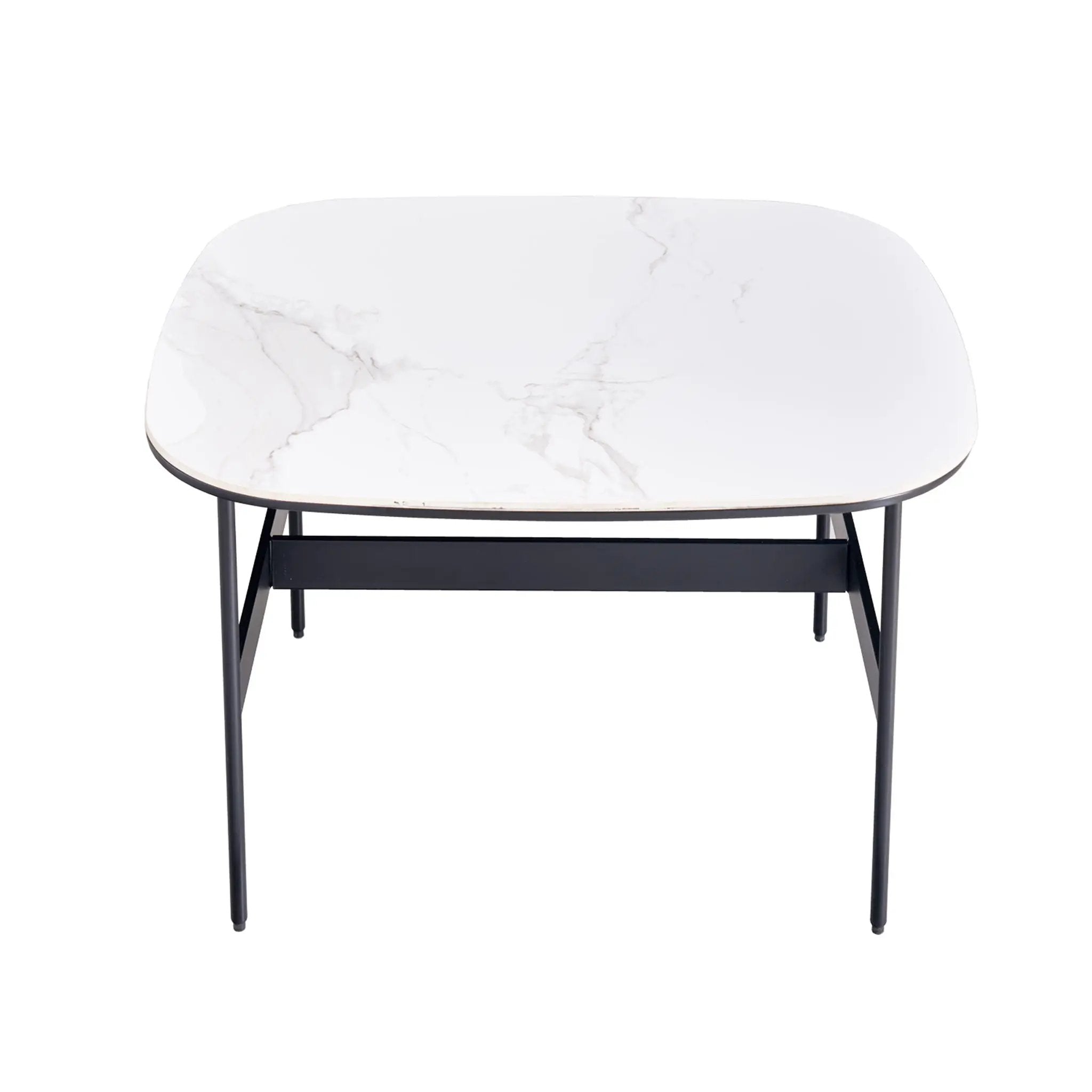 Modern Rectangular Rock Plate Coffee Table Open Space Design Golden Metal Frame Minimalist Living Room Center Table For Lounge Office - Black White by HouseOfZazla