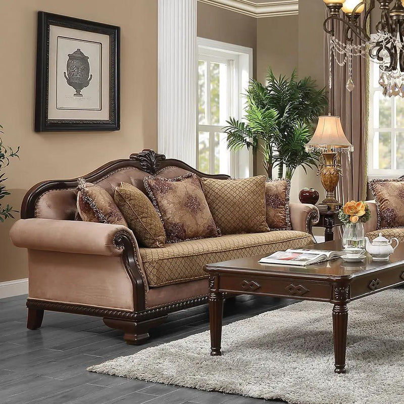 Chateau De Ville - Sofa With 5 Pillows (Same Lv01588) - Fabric & Espresso by Unique Piece Furniture
