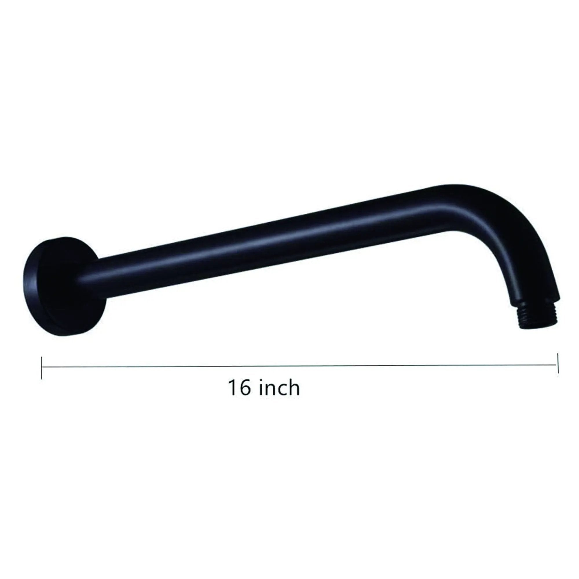 16" Shower Arm With Flange, Stainless Steel, Rust Resistant Design - Matte Black by HouseOfZazla