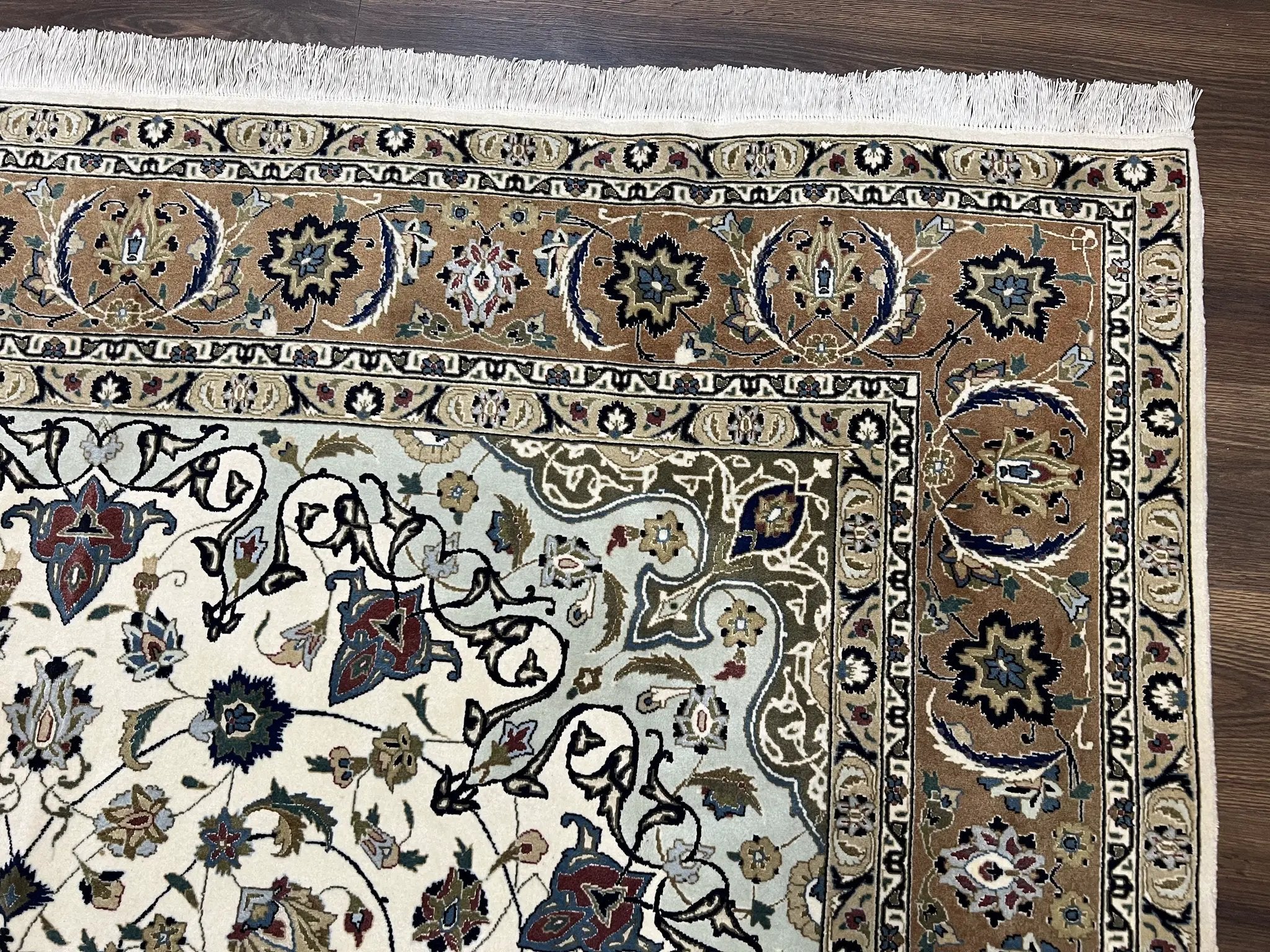 Wonderful Persian Tabriz Rug 7x10, Floral Medallion, Very Fine Oriental Carpet, Ivory by Jewel Rugs