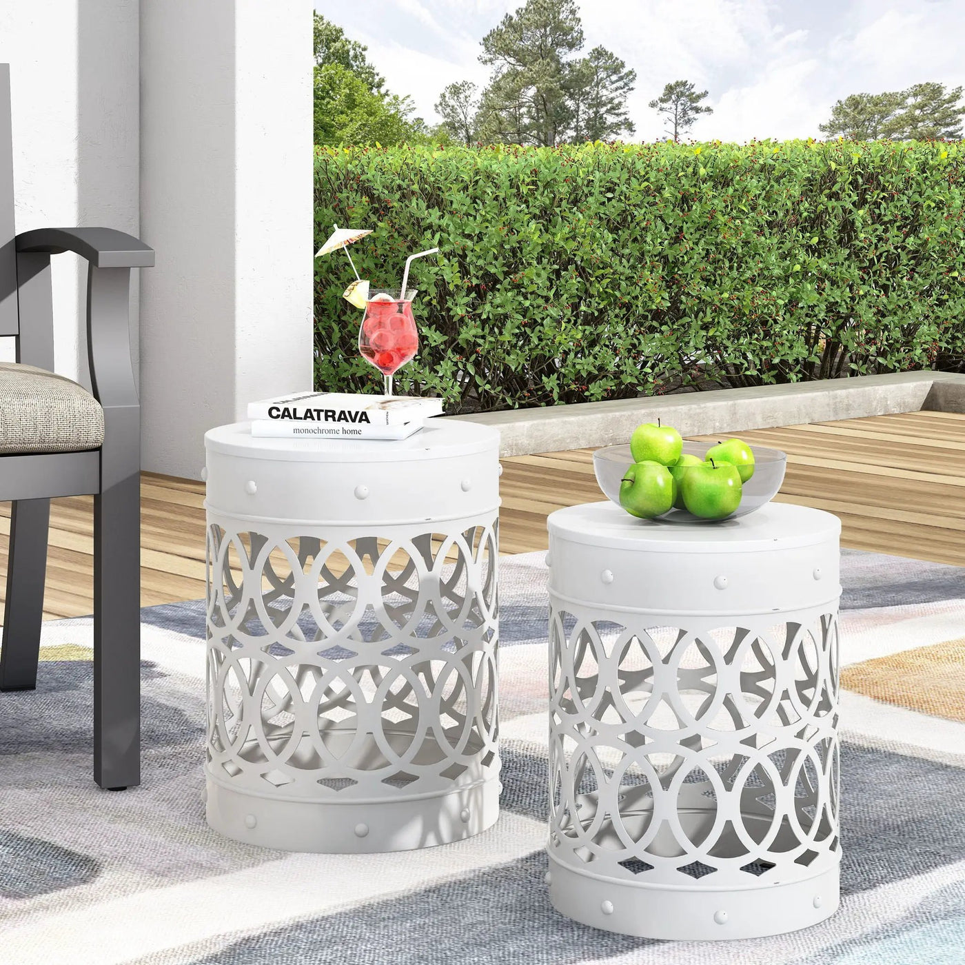 Outdoor Metal Side Table Set of 2 by HouseOfZazla