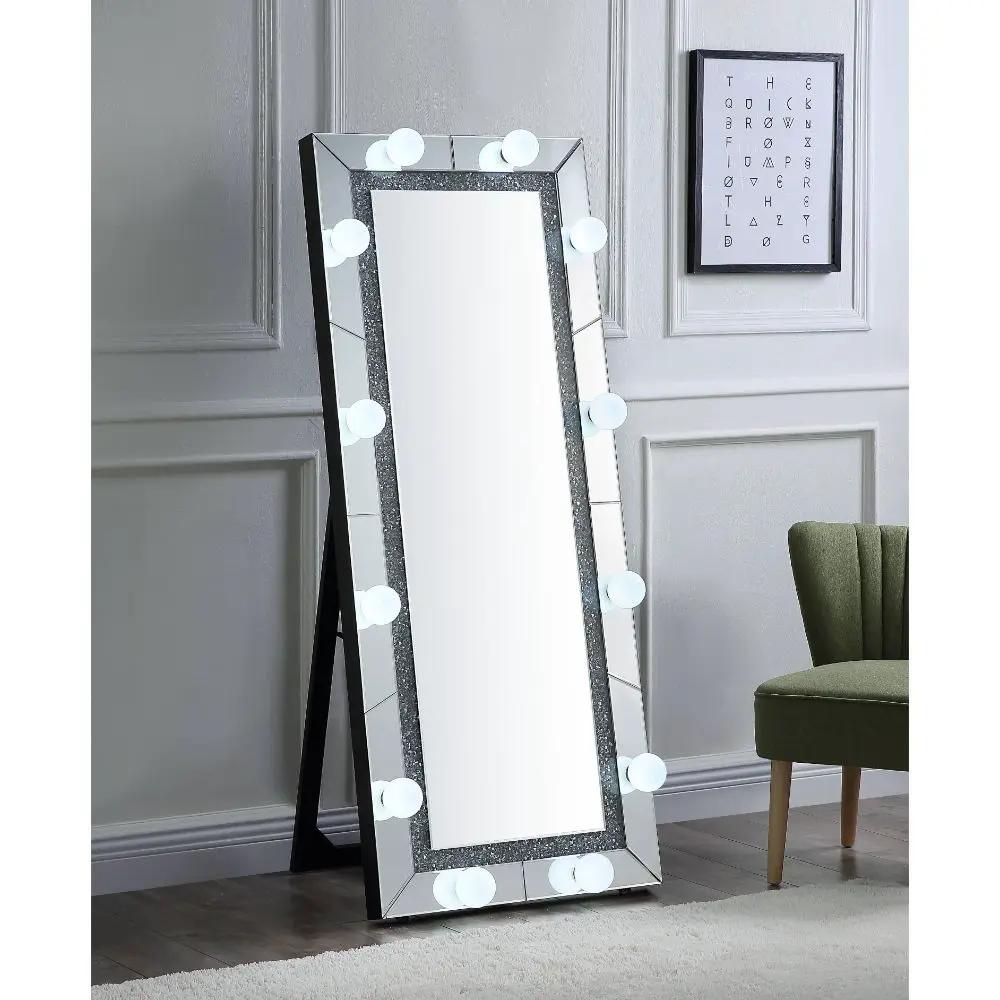 Noralie - 63" X 26" Floor Mirror - Mirrored & Faux Diamonds by Unique Piece Furniture