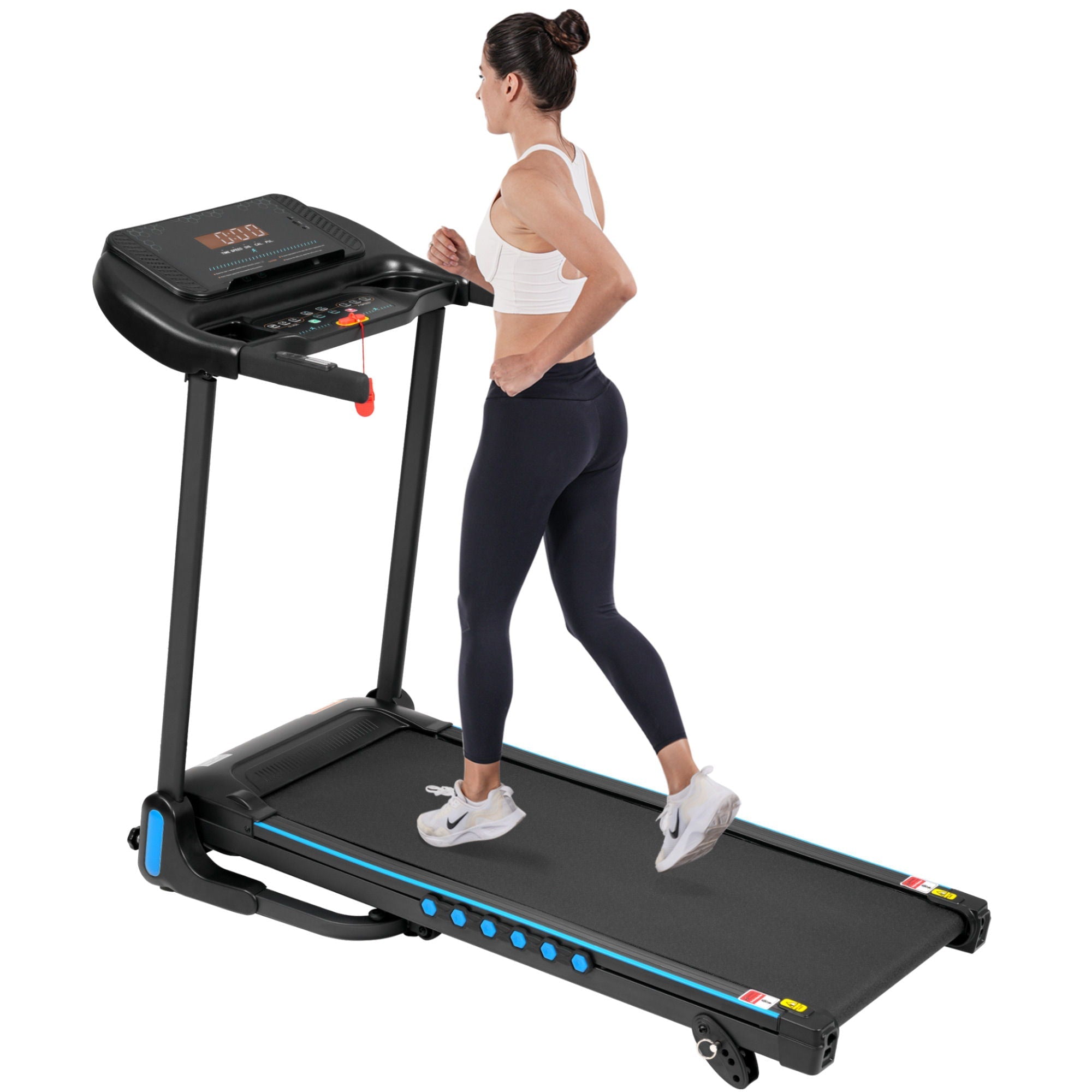 Incline Treadmill For Running & Walking, Hydraulic System Auto Folding With Type C & USB Charge For Android, 10Mph, Bluetooth Speaker - Black by HouseOfZazla