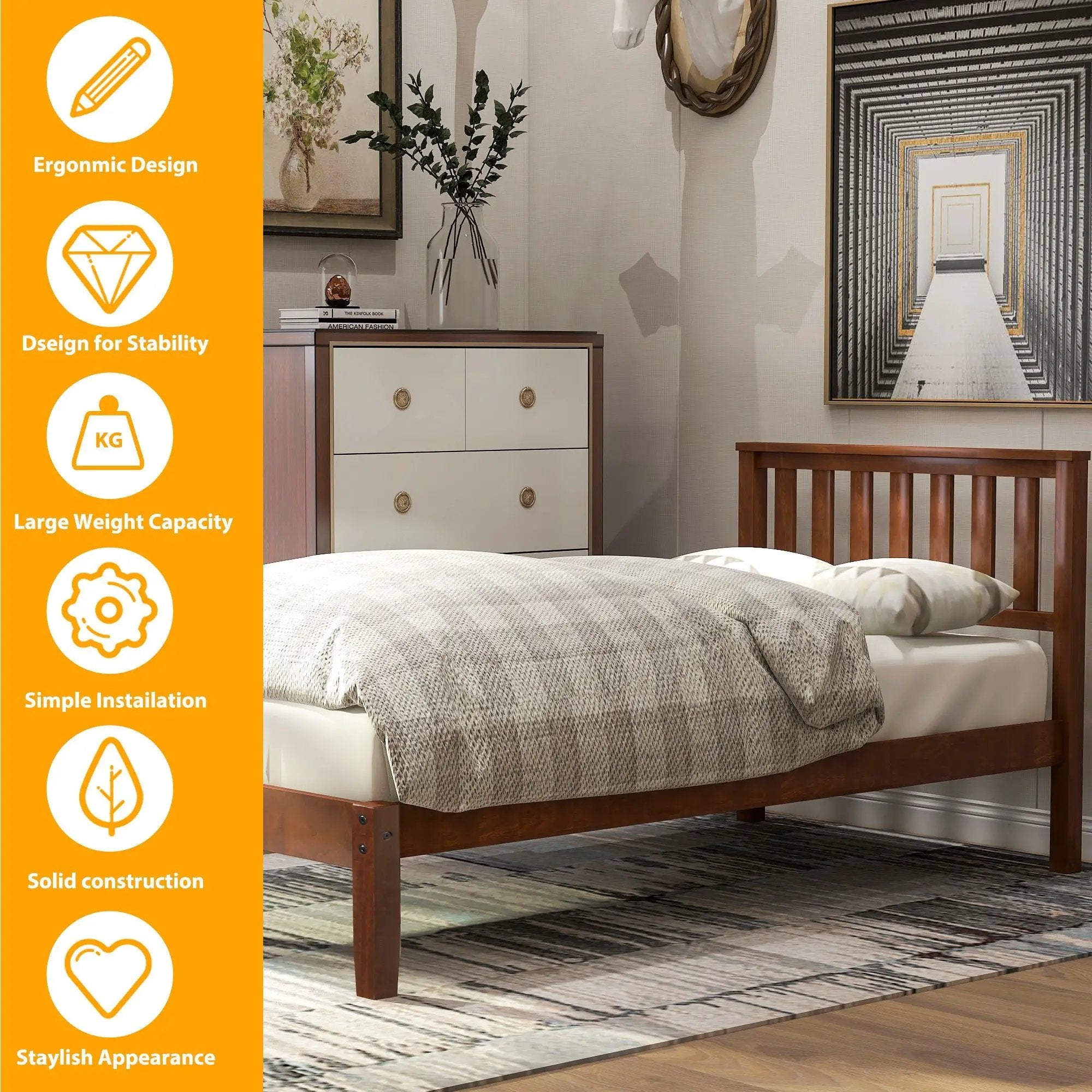 Platform Bed With Headboard, Footboard, Slat Support by HouseOfZazla
