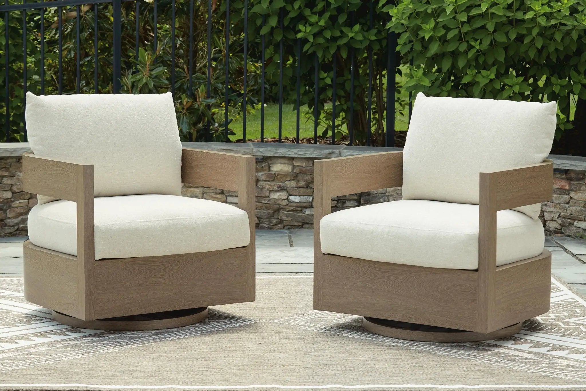 Serene Bay - Swivel Glider Chair With Cushion - Dark Brown / White by Unique Piece Furniture