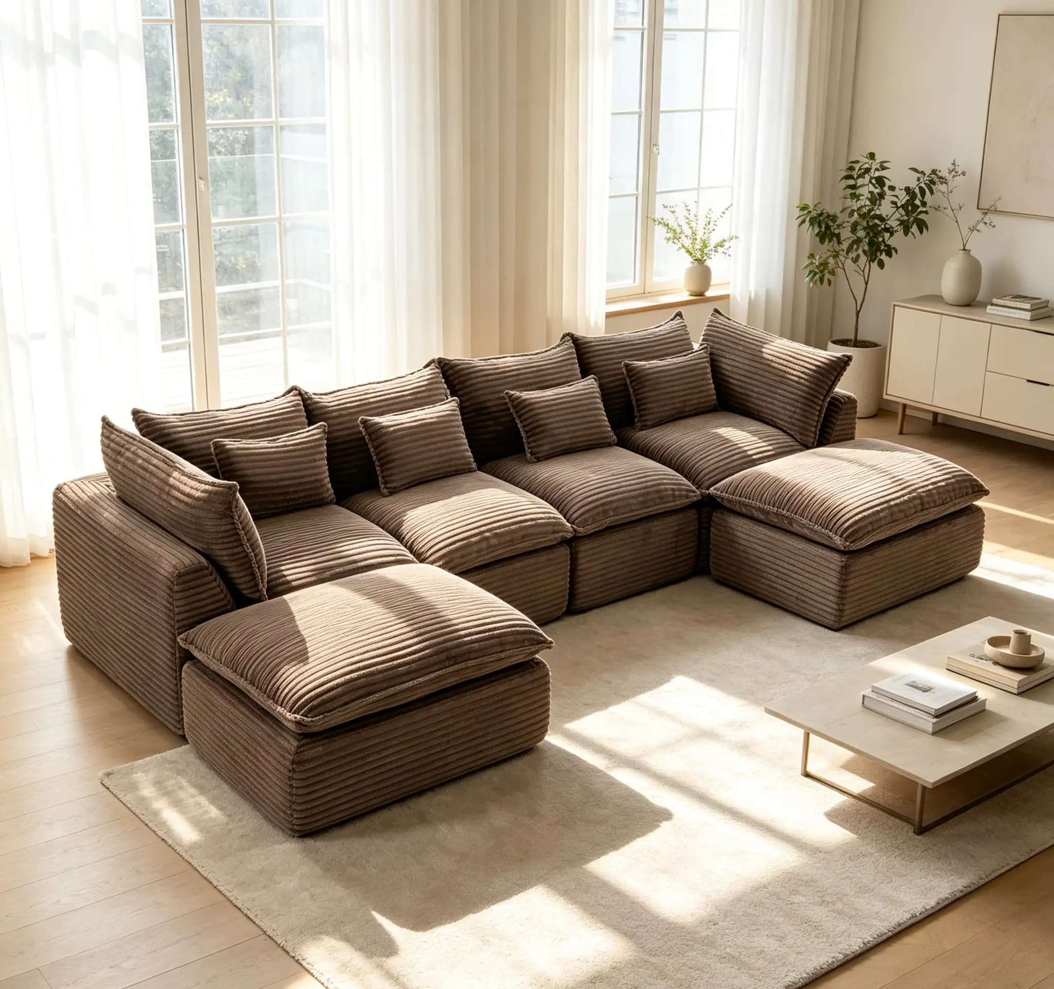 129.8" Width Cloud Couch Oversized Modular Sectional Sofa by HouseOfZazla