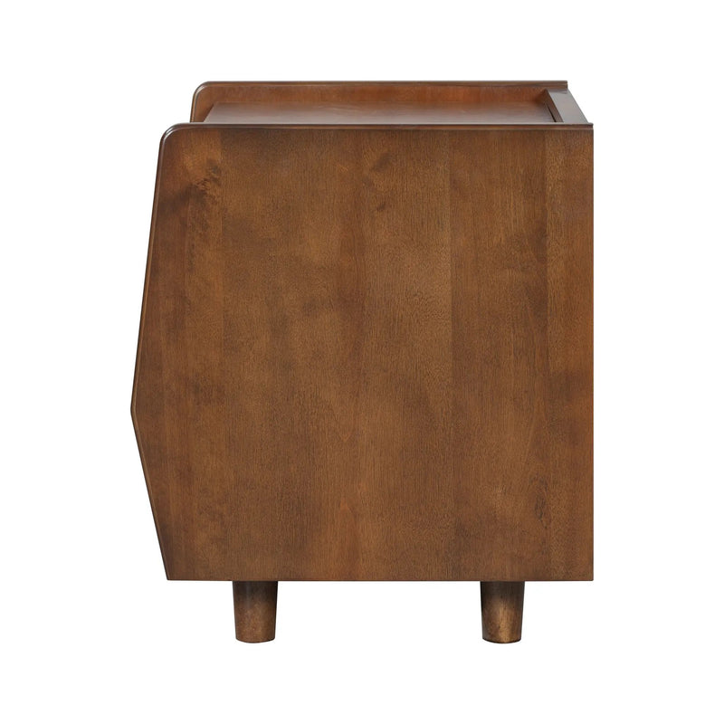 Walnut Nightstand with Rattan Detail, MDF + Solid Wood by HouseOfZazla