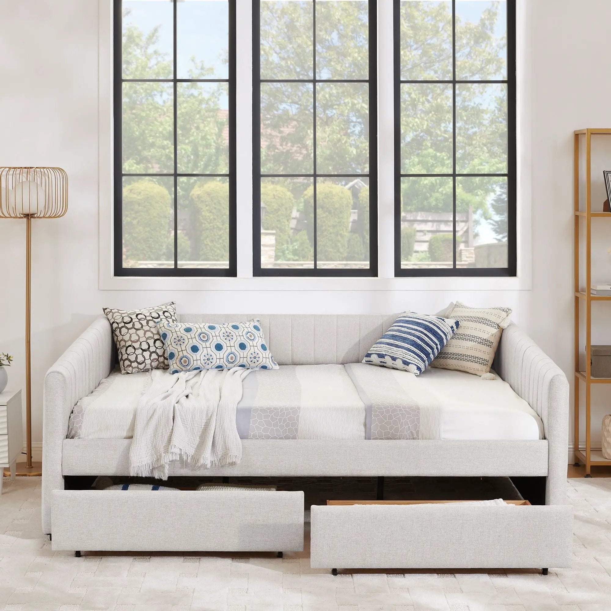 Upholstered Queen Daybed With 2 Drawers by Unique Piece Furniture