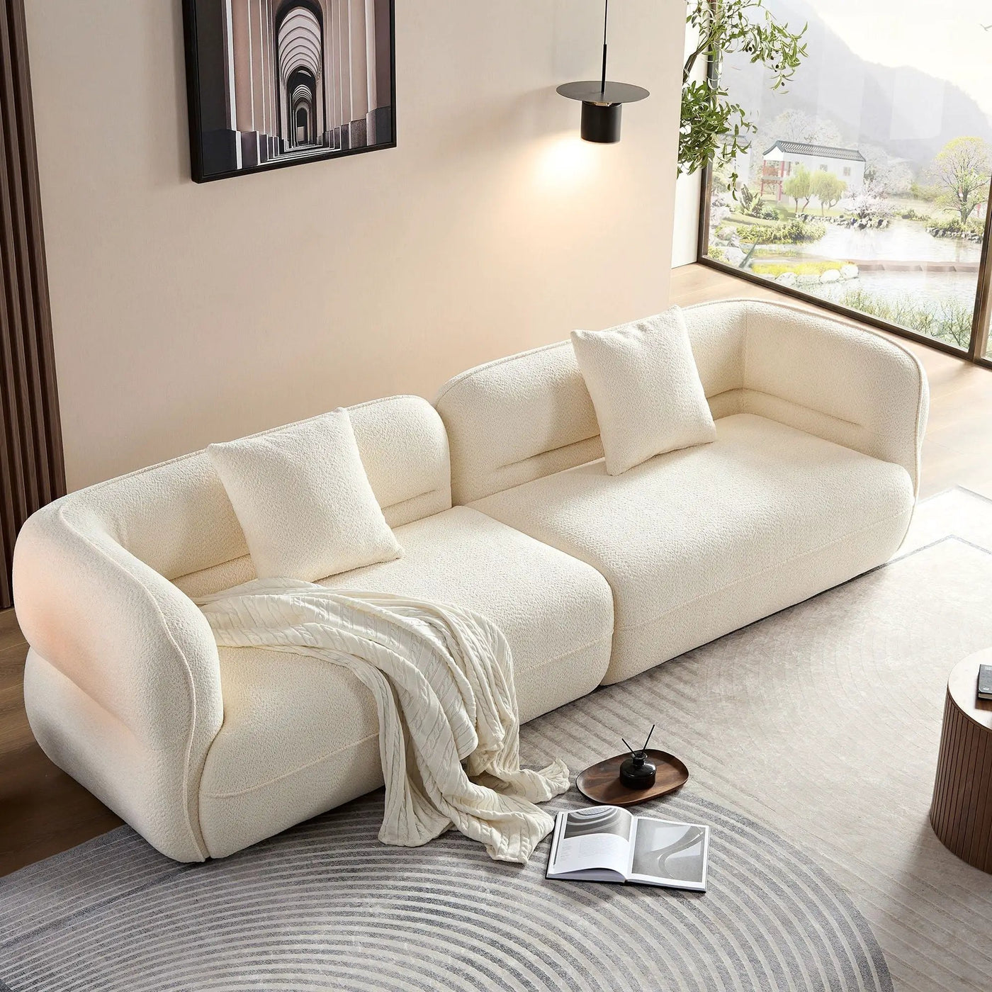 Sectional Sofa With Durable Fabric, Solid Wood Frame, And High Density Sponge Fill by Unique Piece Furniture