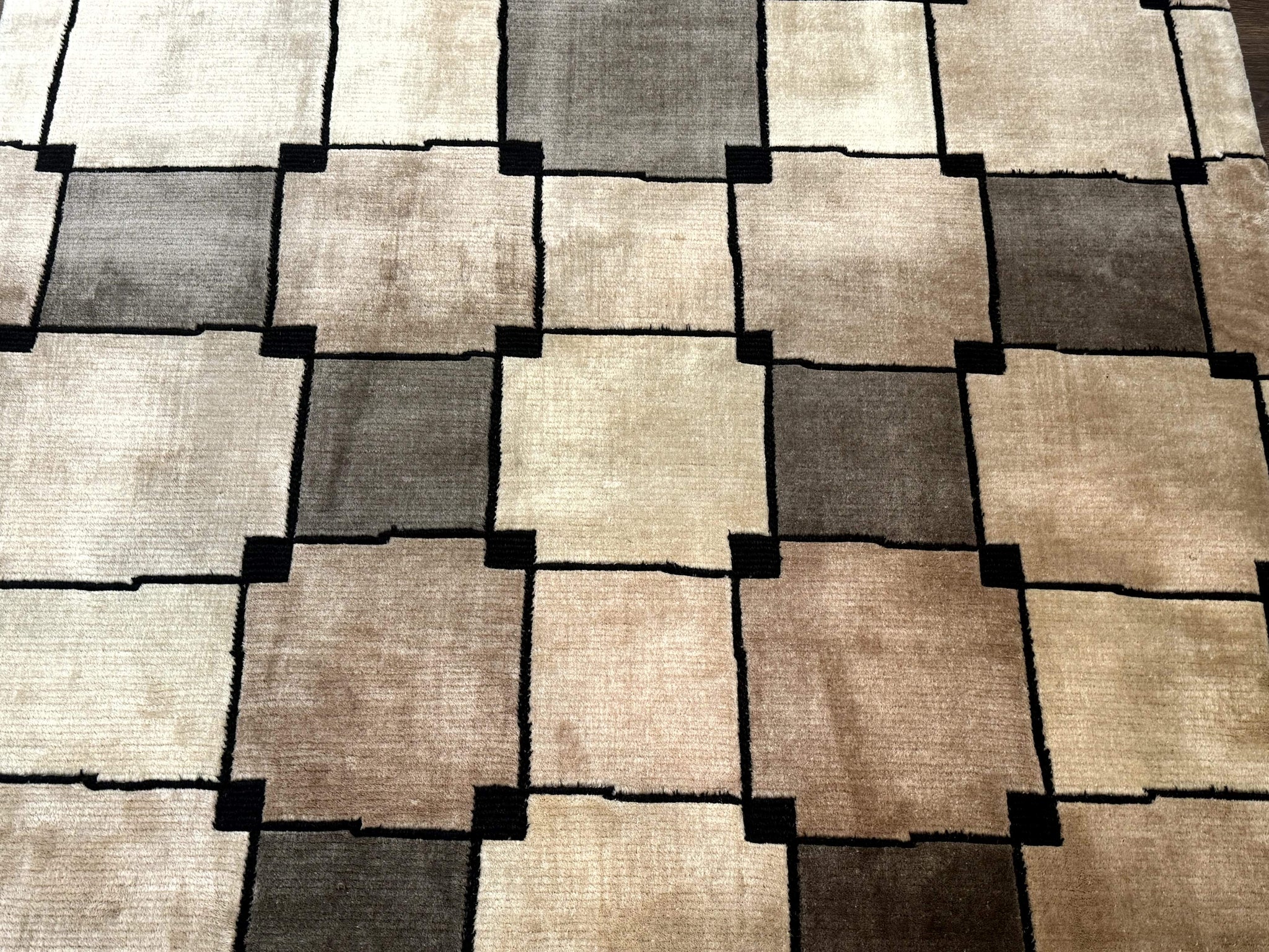 Tibetan Wool Rug 5x8, Contemporary Modern Carpet, Abstract Design, Soft Thick Pile, Pair B by Jewel Rugs