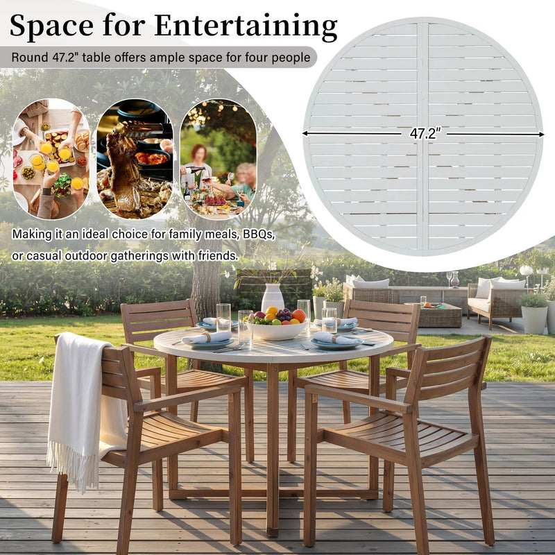U_STYLE 5-Piece Outdoor Dining Set with Acacia Wood Chairs by HouseOfZazla