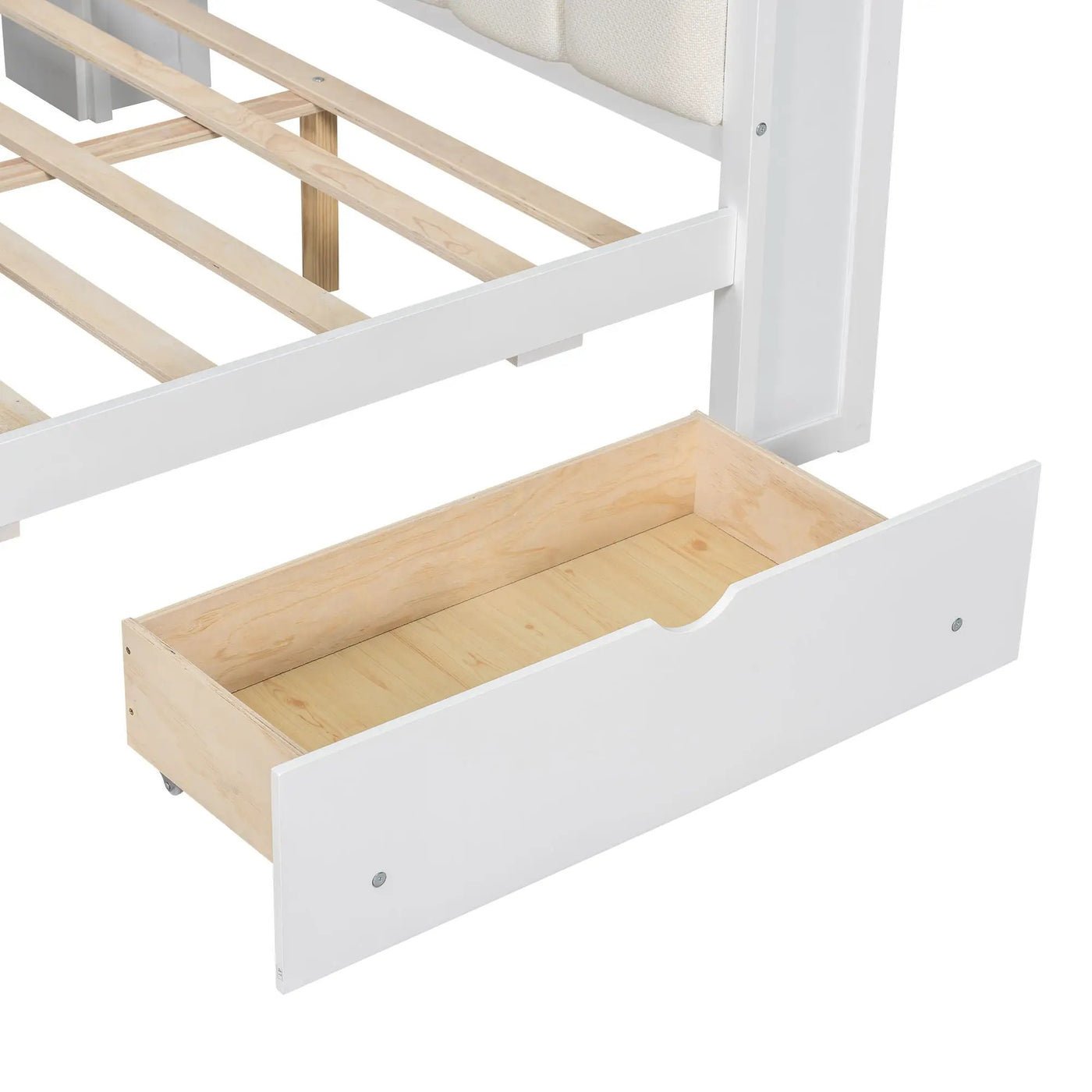 Platform Bed With Storage Shelves, Drawers, Charging Station, LED, Desk by HouseOfZazla