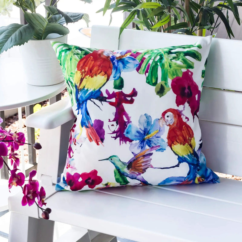 Tropical Parrot Outdoor & Indoor Pillow With Solarium - Multicolor by HouseOfZazla
