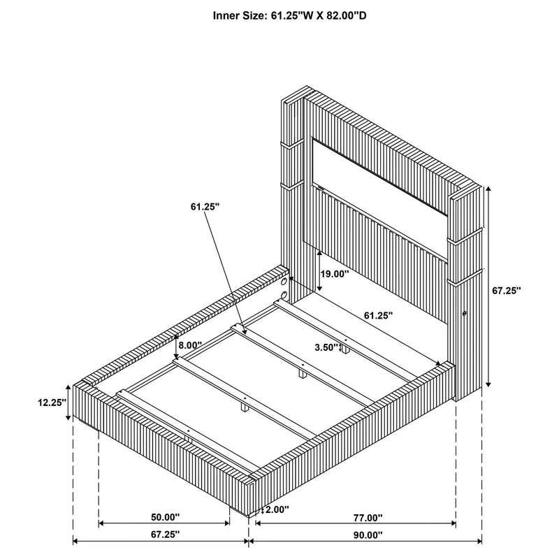 Haven - Upholstered Queen Bed With Integrated Flame Box - Gray by HouseOfZazla