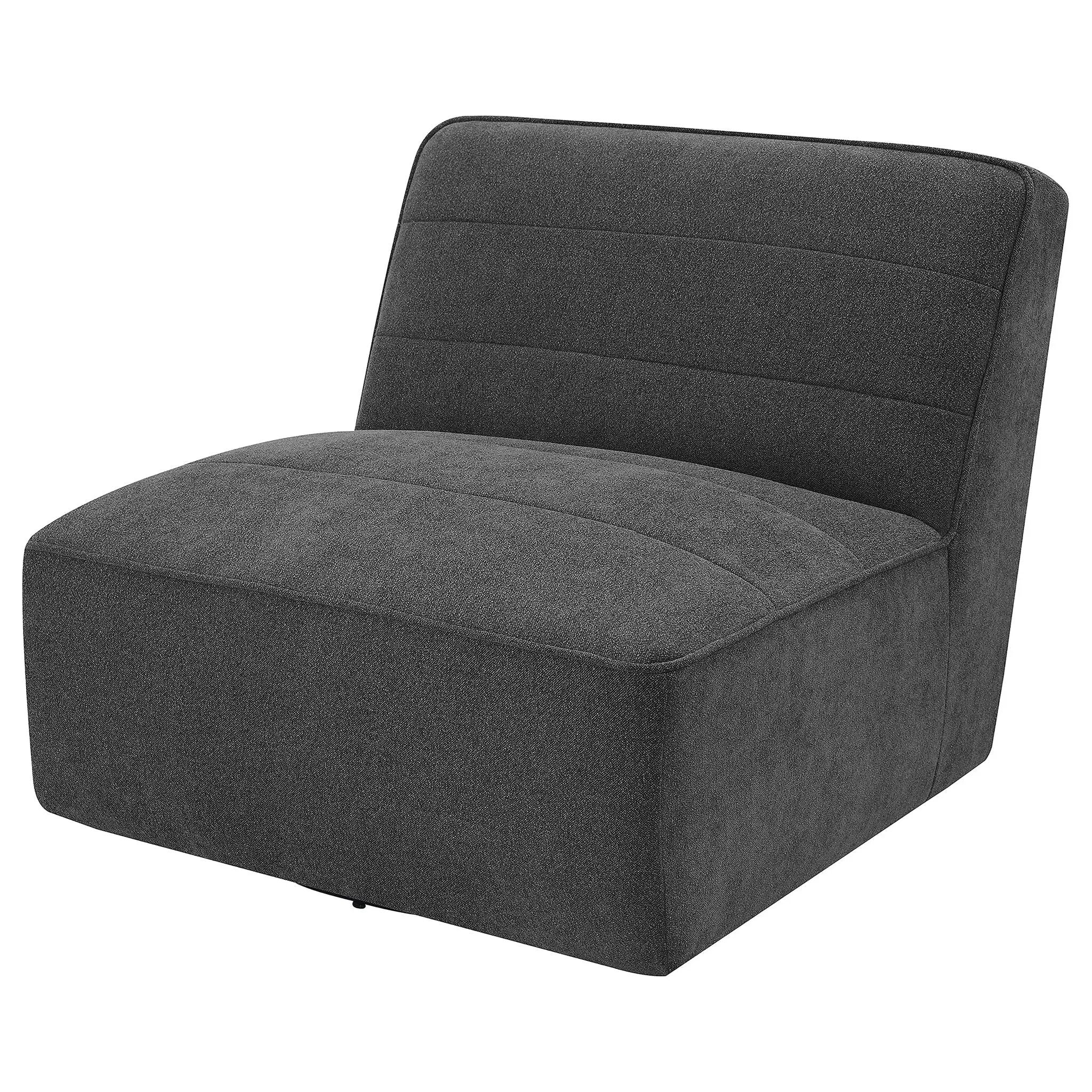Manhattan - Swivel Tufted Chair Armless Accent Chair, 360 Degree Swivel Base - Charcoal by HouseOfZazla