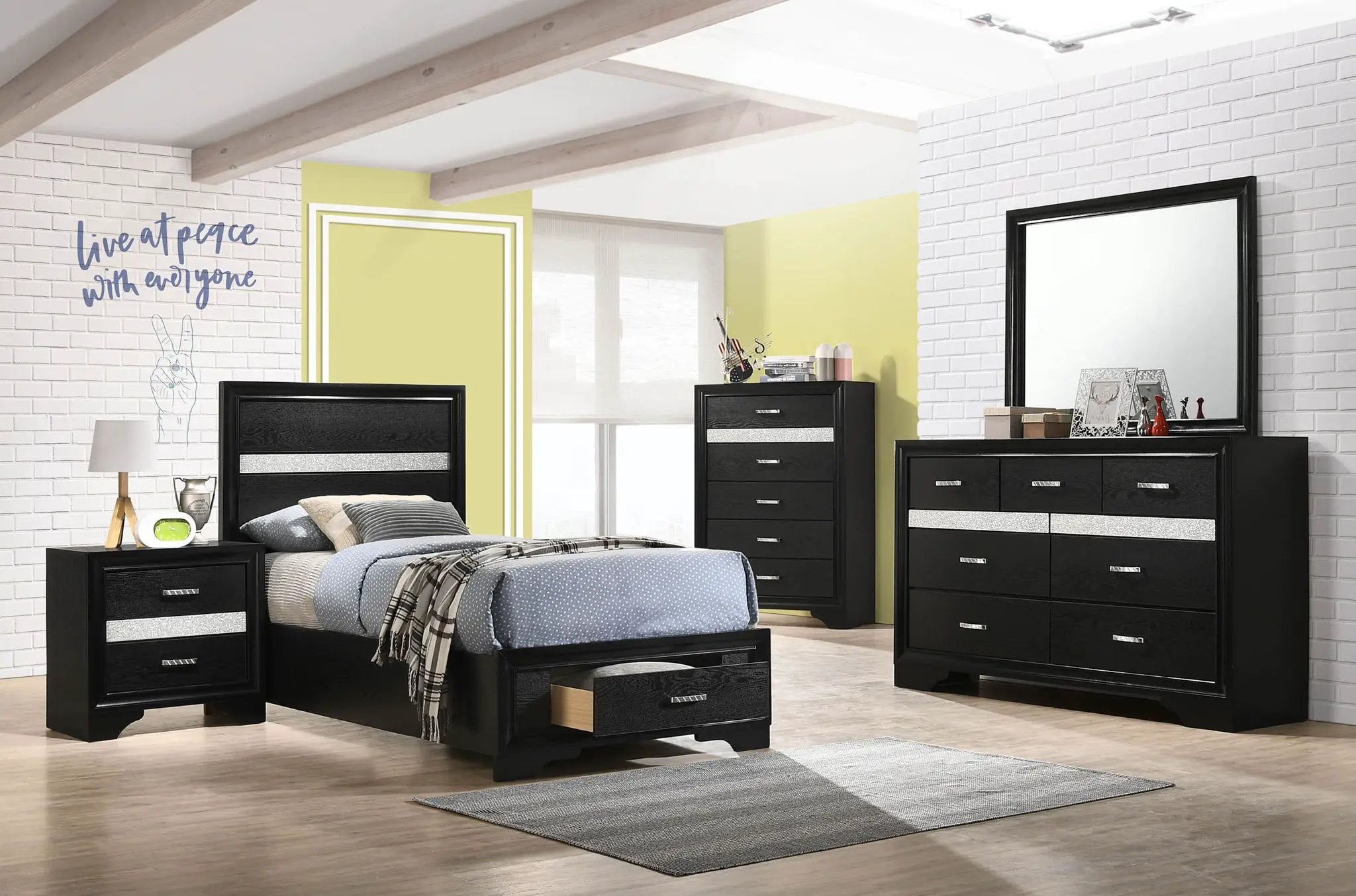 Miranda 5-piece Twin Bedroom Set Black by Unique Piece Furniture