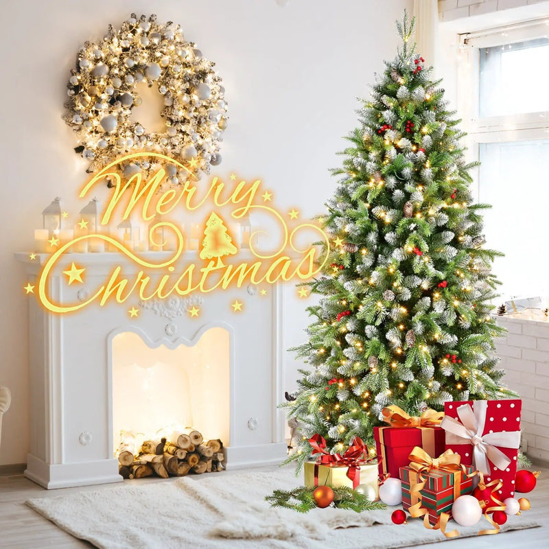 6ft Pre-Lit Artificial Christmas Tree with 380 Warm White LED Lights by HouseOfZazla