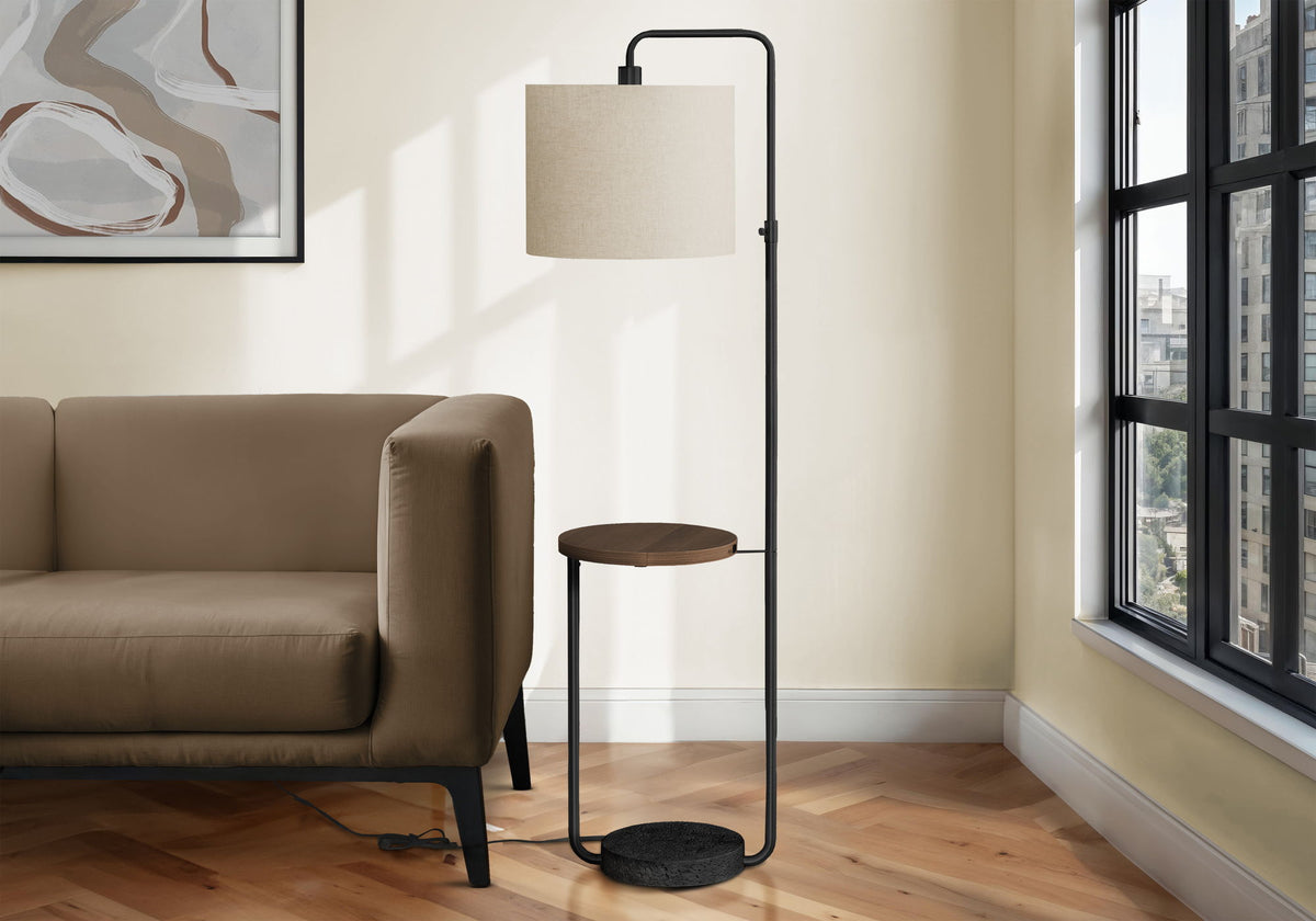Contemporary Floor Lamp with USB Port and Adjustable Arm - Gold or Black