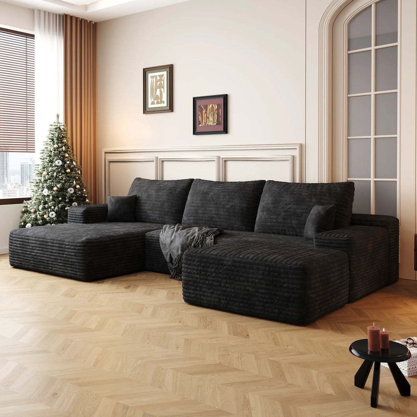 107" Cloud Sectional Sofa with Ottoman by HouseOfZazla