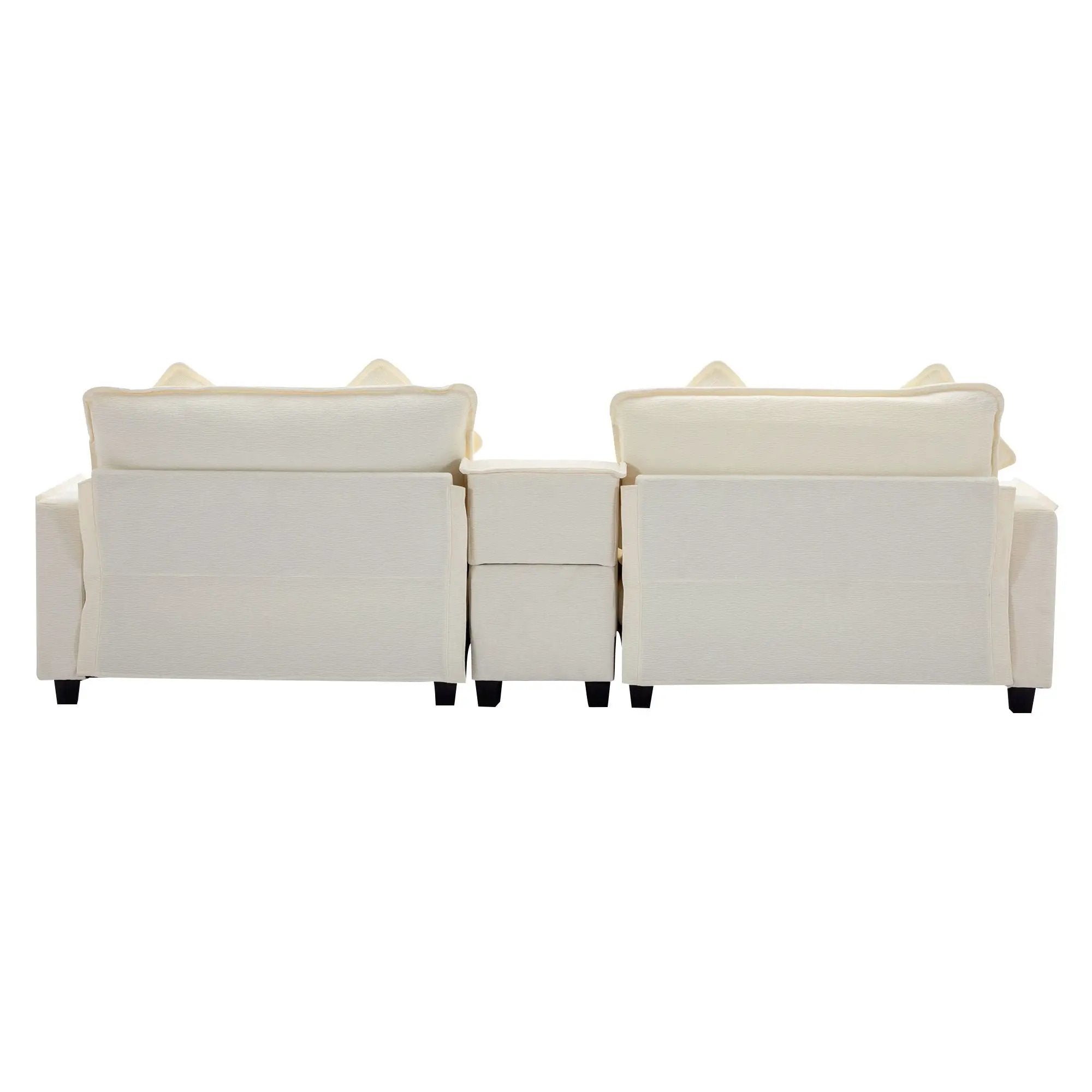 Sectional Sofa Upholstered Sofa With Two Removable Ottoman, Two USB Ports, Two Cup Holders And Large Storage Box For Living Room by HouseOfZazla