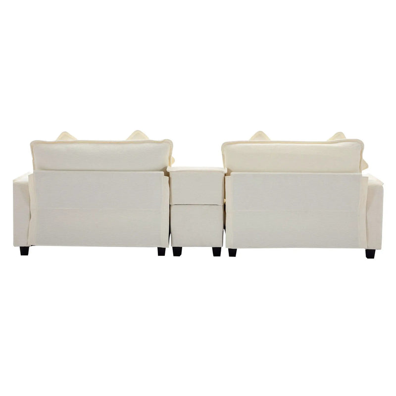 Sectional Sofa Upholstered Sofa With Two Removable Ottoman, Two USB Ports, Two Cup Holders And Large Storage Box For Living Room by HouseOfZazla