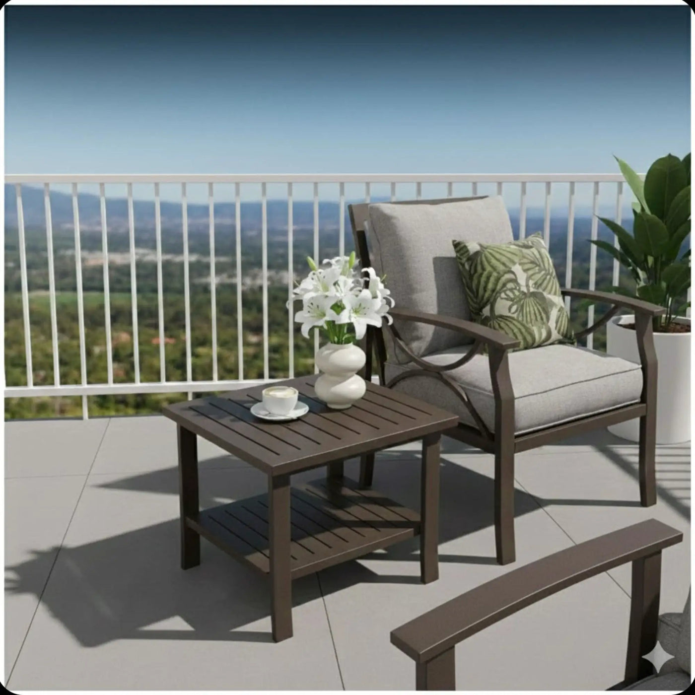 Square 2 Tier All-Weather Outdoor Side Table With Slatted Top by HouseOfZazla