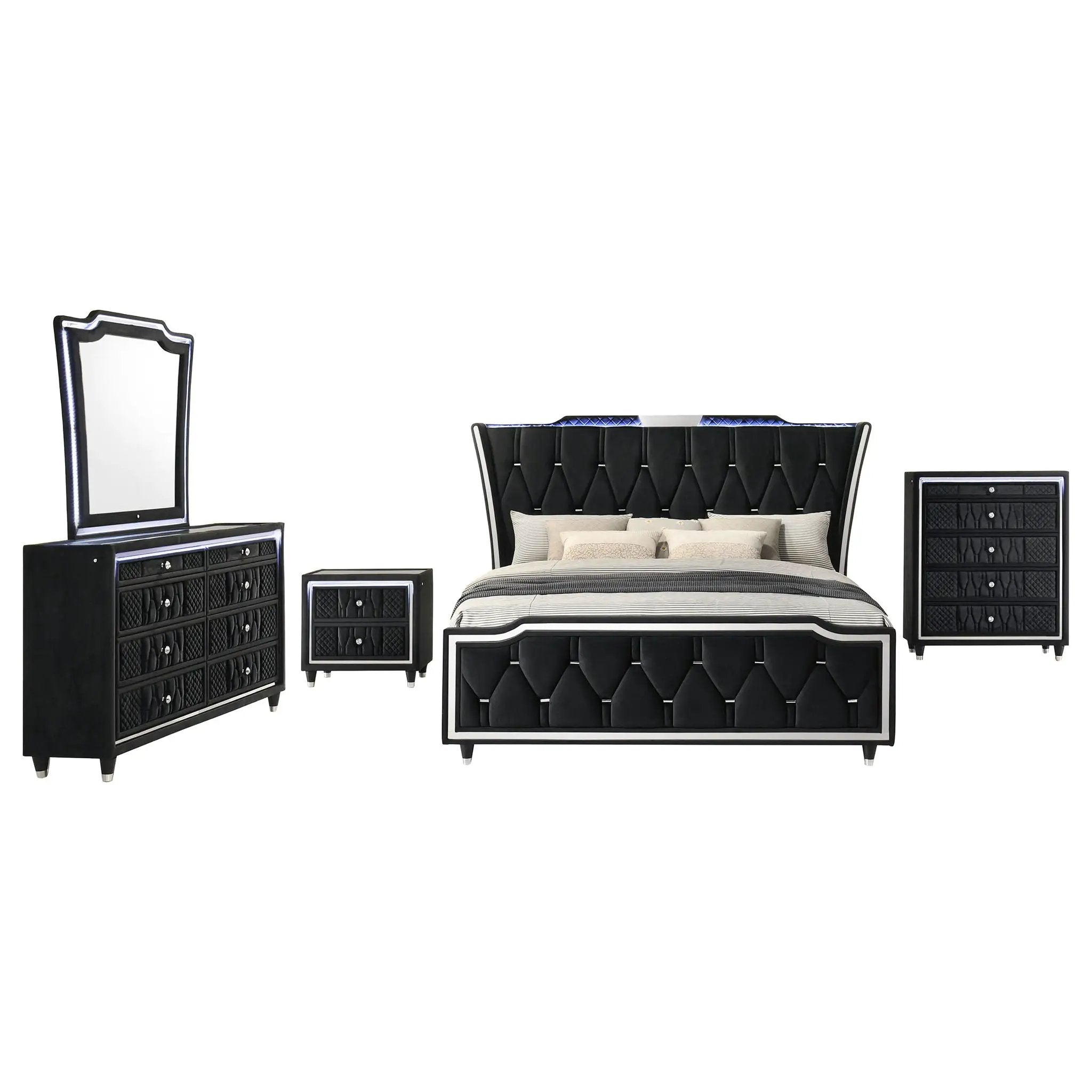 Lorient 5-piece California King Bedroom Set Black by Unique Piece Furniture