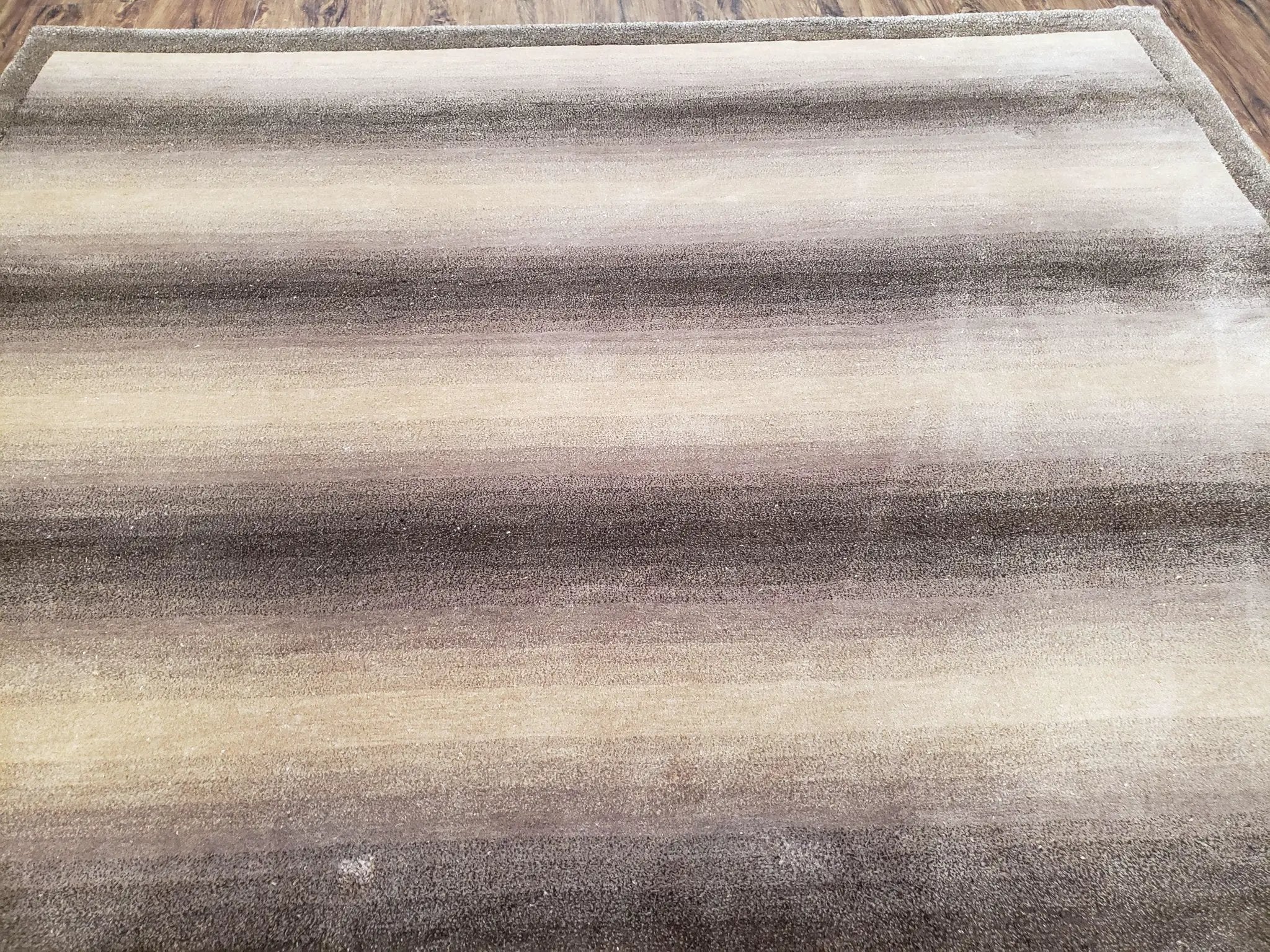 Vintage Safavieh Tibetan Indian Rug 6x9, Nepal Rug, Handmade, Striped Rug, Brown & Beige, 6x9 Oriental Carpet, Wool, Soft by Jewel Rugs