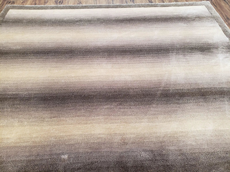 Vintage Safavieh Tibetan Indian Rug 6x9, Nepal Rug, Handmade, Striped Rug, Brown & Beige, 6x9 Oriental Carpet, Wool, Soft by Jewel Rugs