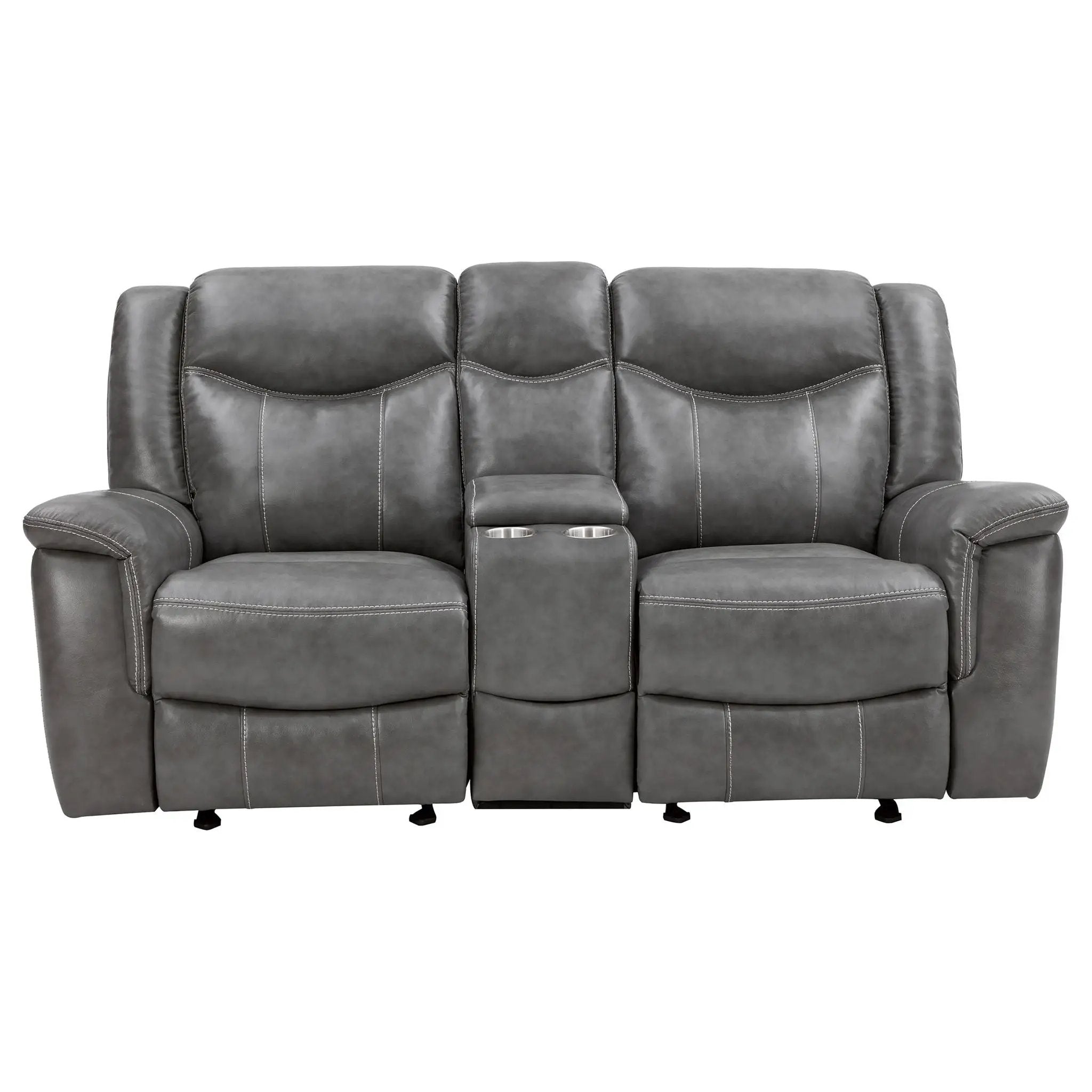 Conrad 2-piece Upholstered Padded Arm Motion Sofa Set Grey by Unique Piece Furniture