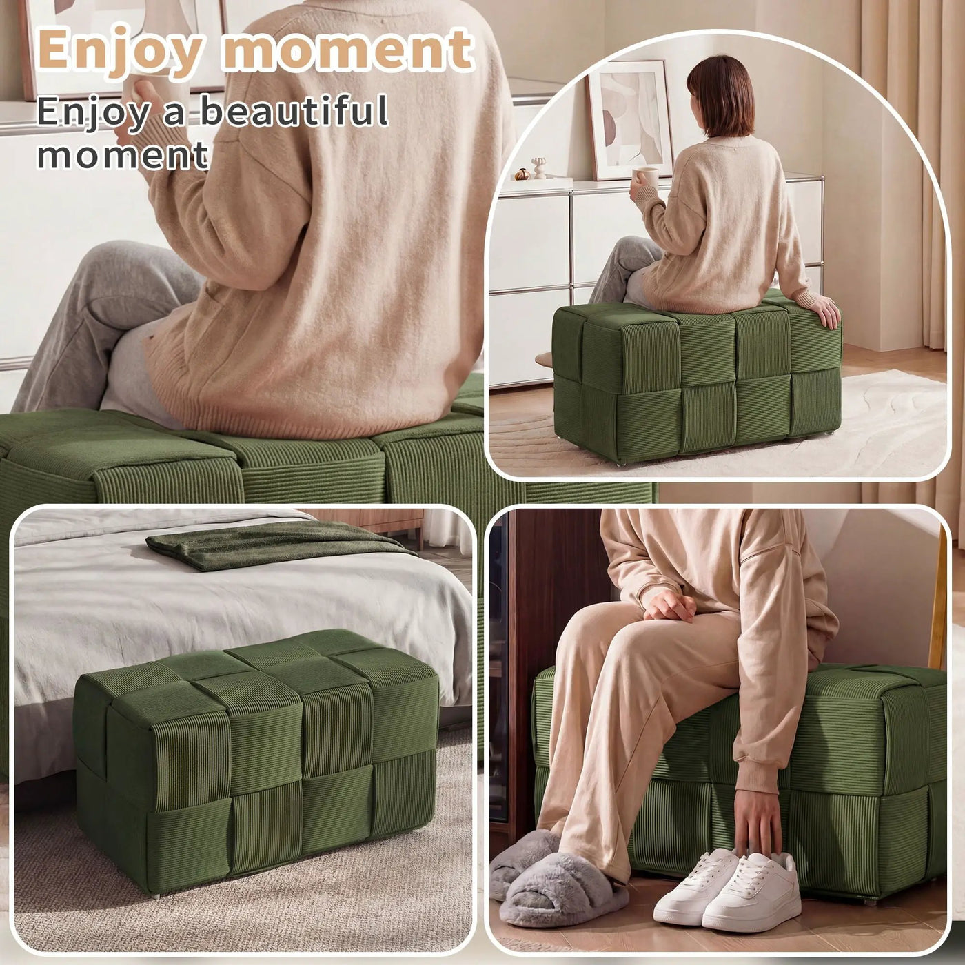 Modern Ottoman Foot Rest With Woven Design by HouseOfZazla
