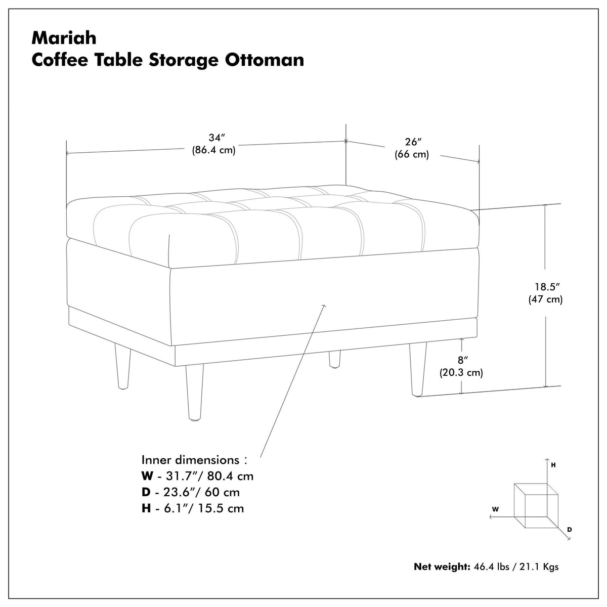 Upholstered Lift Top Table Storage Ottoman with Split Top - Multiple Colors, photo 22 of 35
