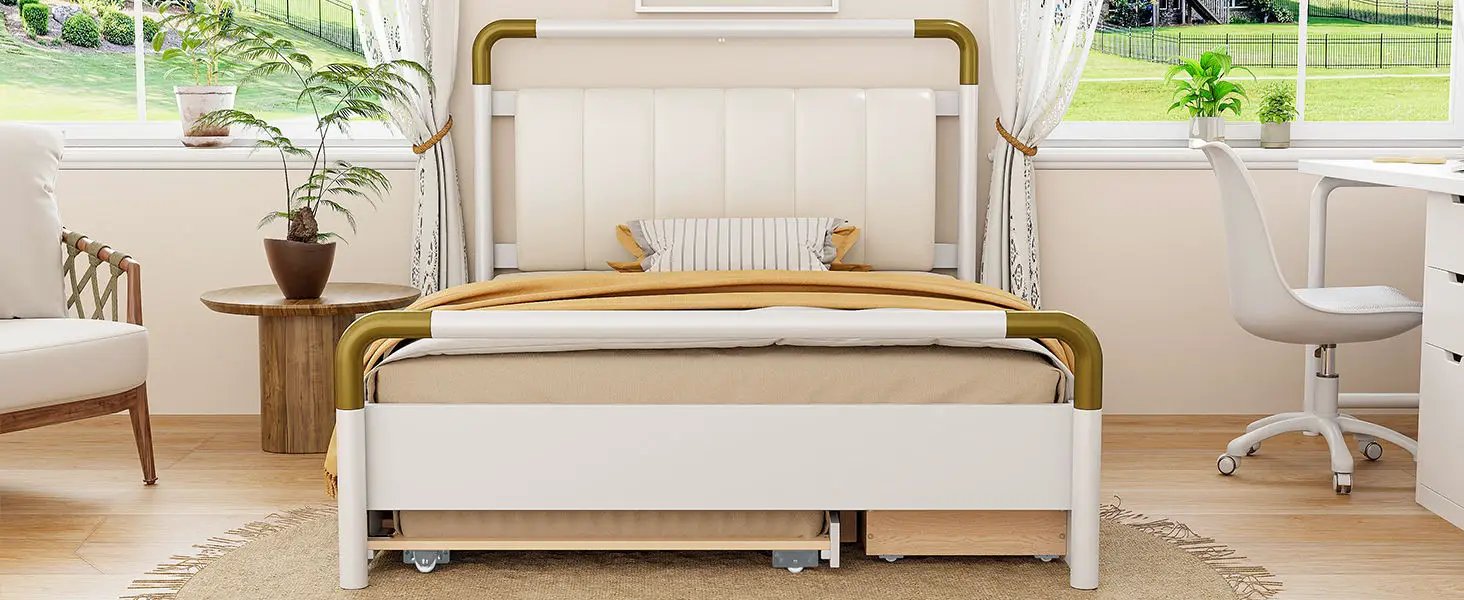 Storage Platform Bed, With 2 Big Drawers, Trundle by HouseOfZazla