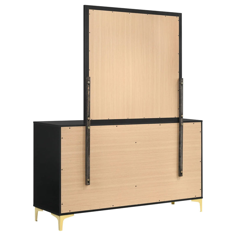 Kendall 6-drawer Dresser with Mirror Black by Unique Piece Furniture