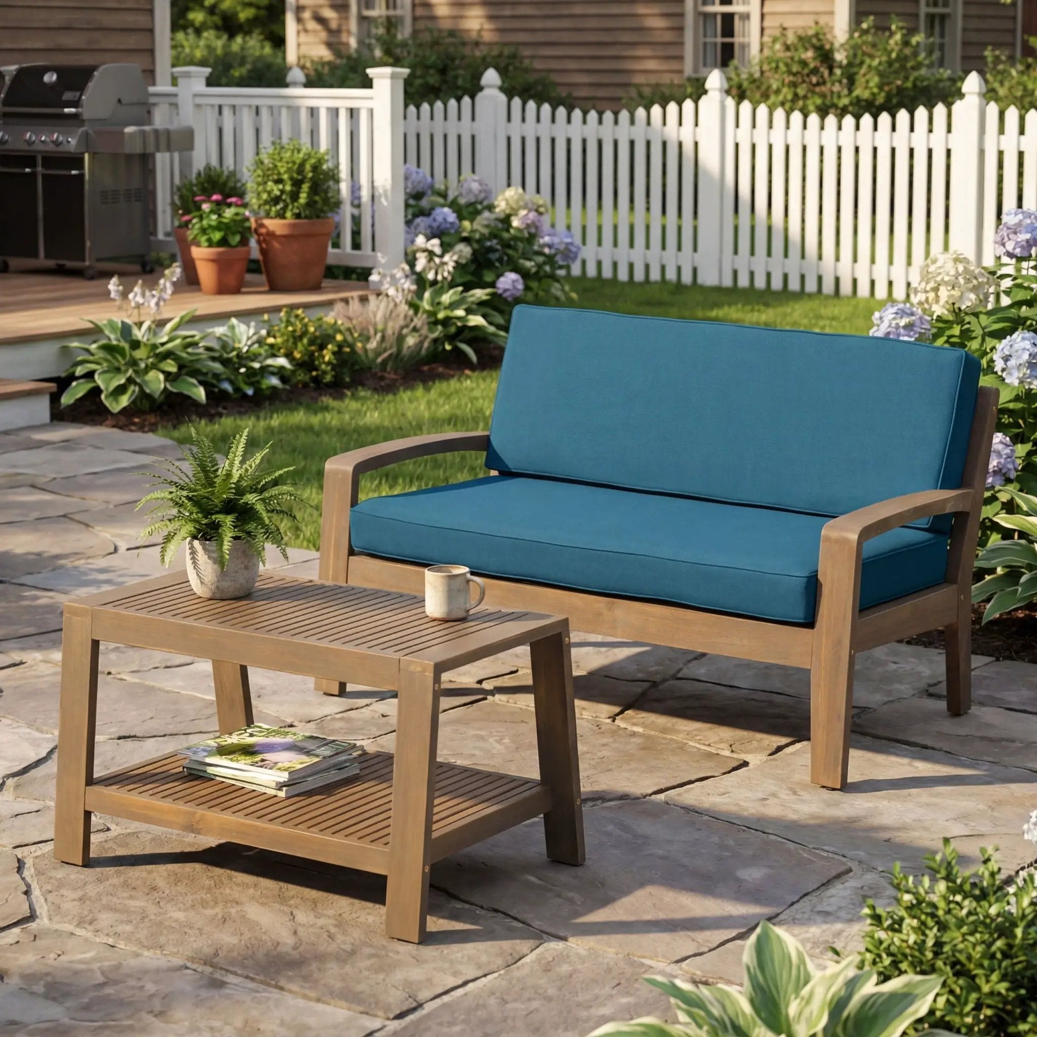 2 Piece Outdoor Conversation Set – Loveseat & Coffee Table with Water-Resistant Cushions by HouseOfZazla
