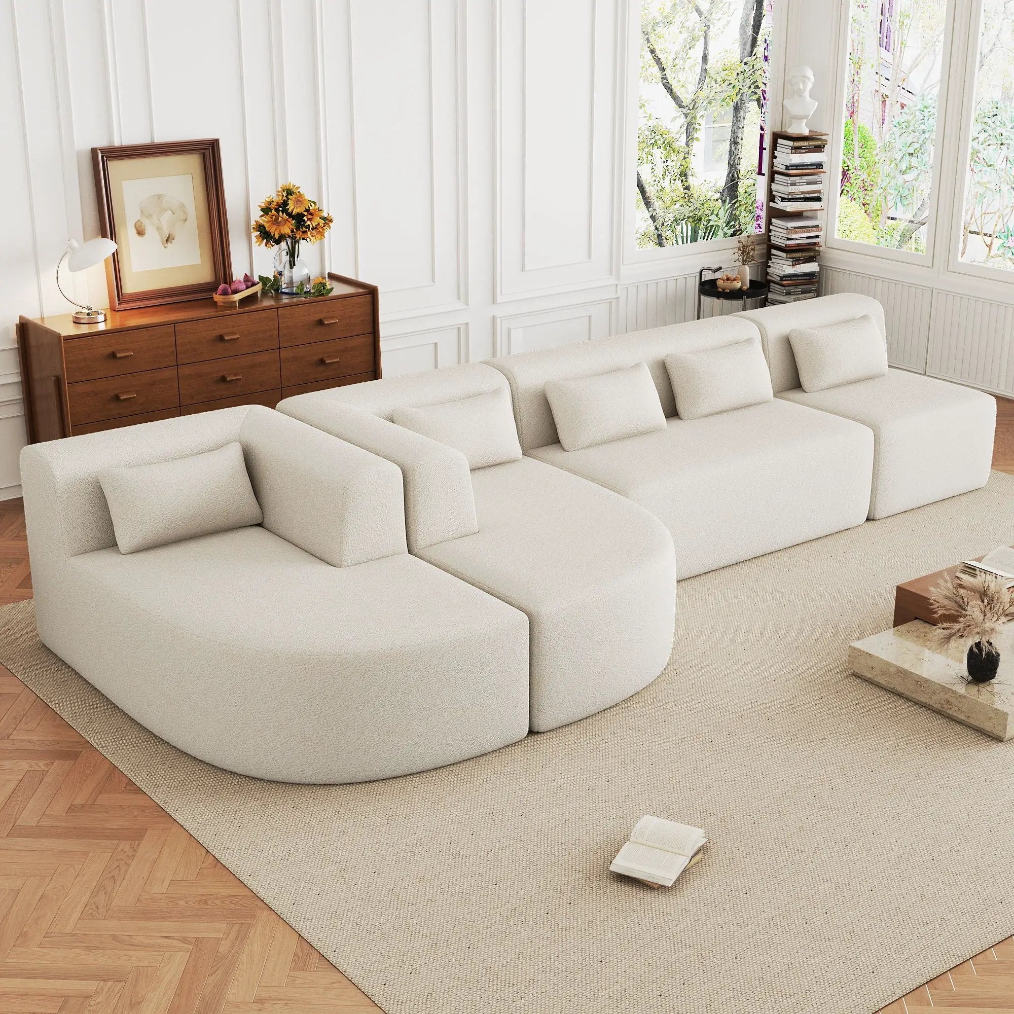 Upholstered Sofa Free Combined Sofa Couch With 2 Chaise Lounge And Five Back Pillows For Living Room by HouseOfZazla