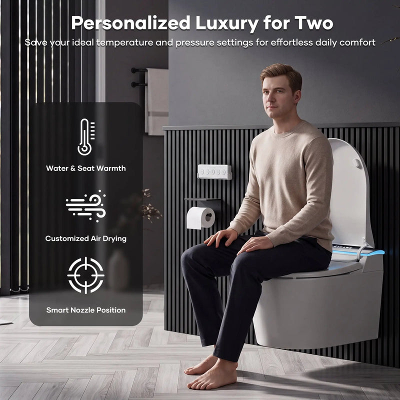 Wall-Mounted Smart Toilet with Automatic Lid Opening by HouseOfZazla