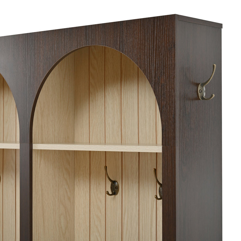 Vintage Hall Tree with Storage and Seating - Dark Walnut, photo 4 of 5