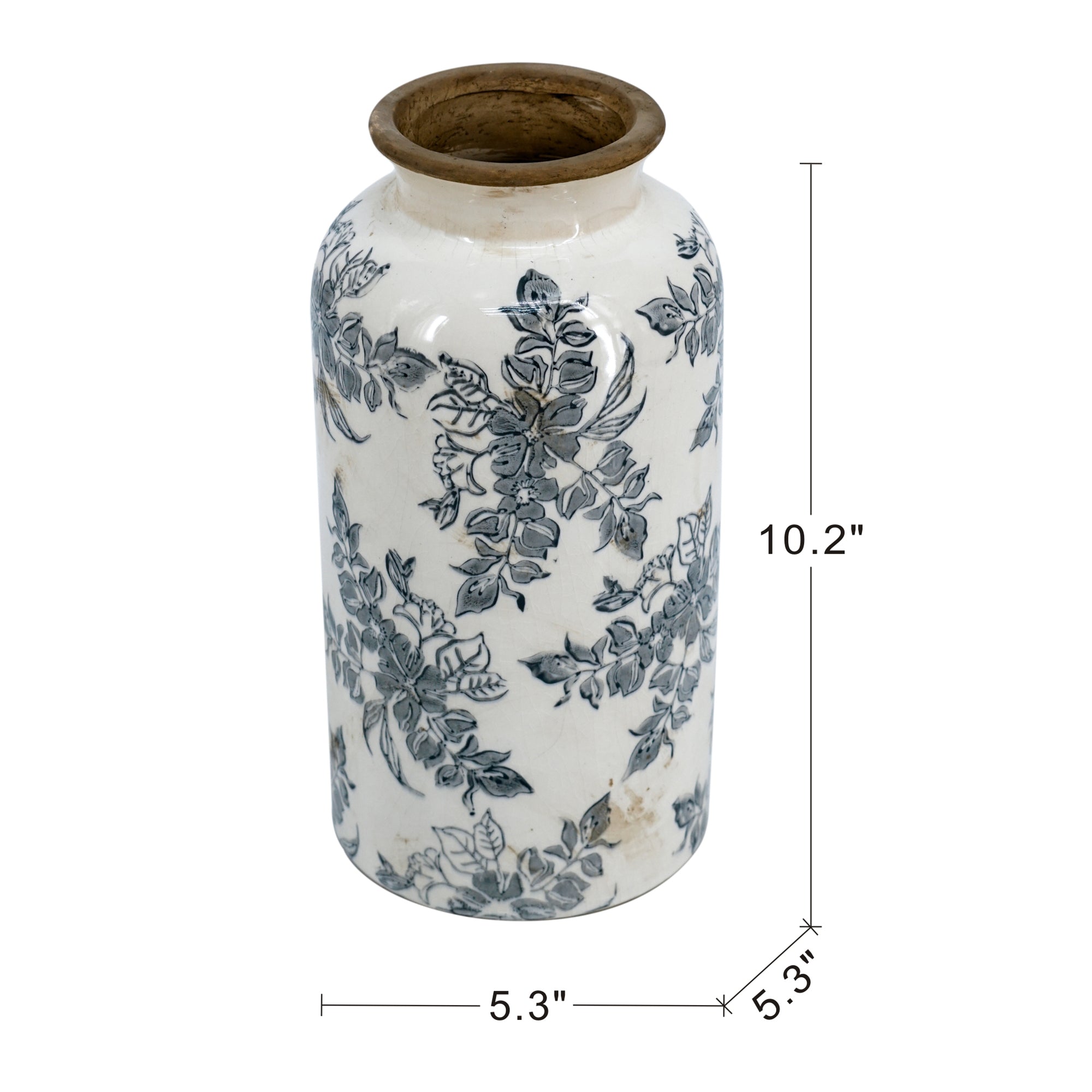 5.3x5.3x10.2" Flower Vase with Floral Pattern by HouseOfZazla