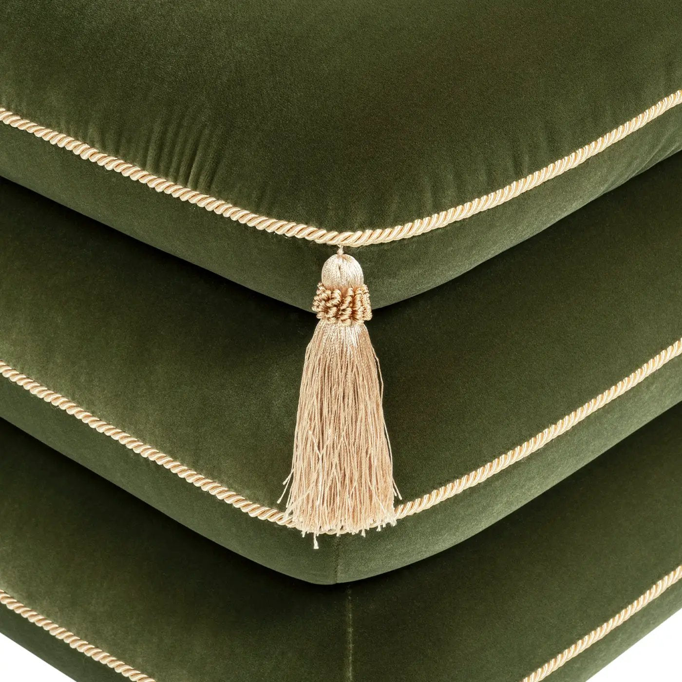 Monarch 19.5" Tassled Ottoman, Olive by HouseOfZazla