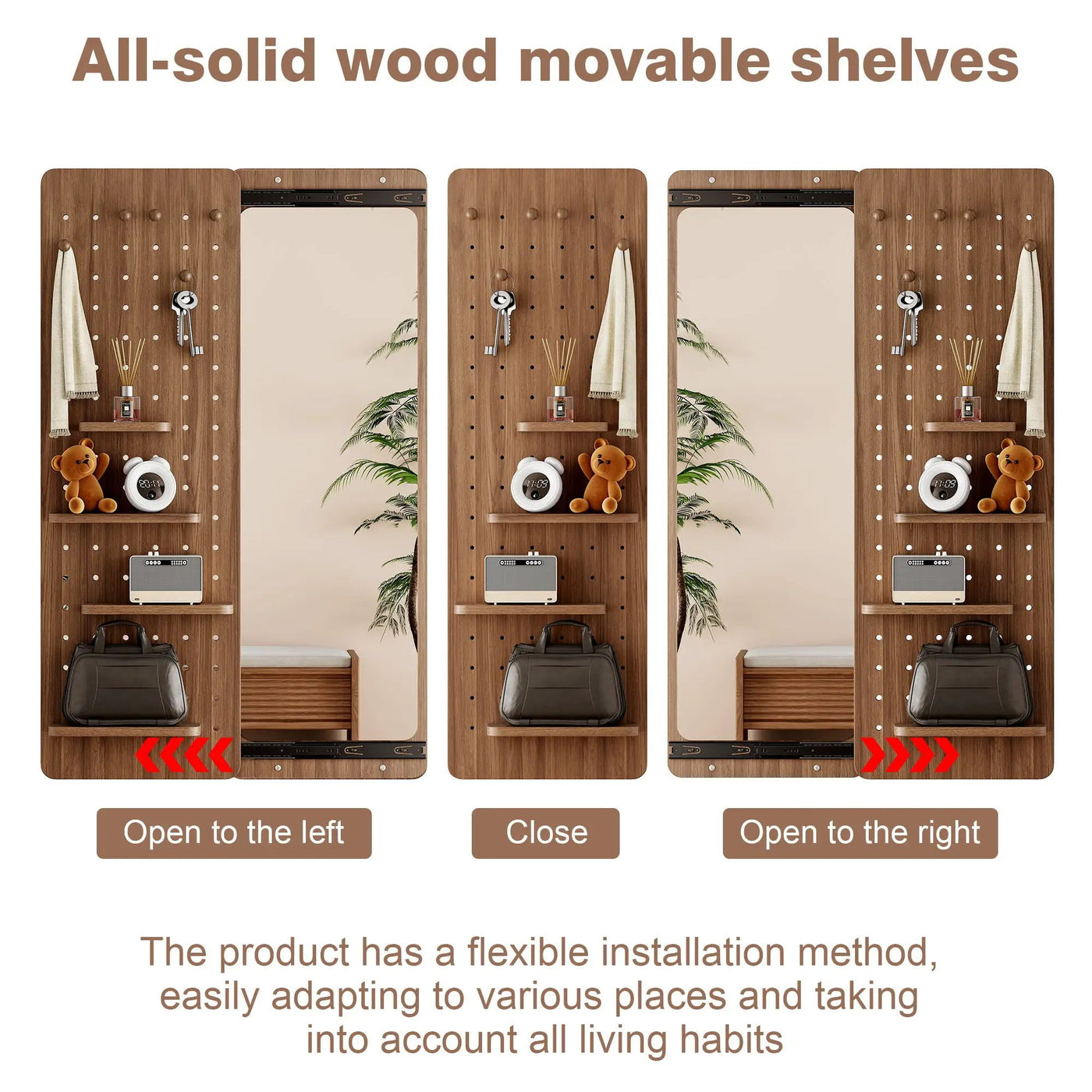 Wall Mounted Full Length Mirror With Shelf And Hook by HouseOfZazla