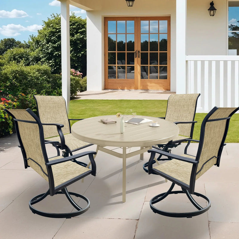 Outdoor Patio Furniture Set for 4 with Swivel Chairs by HouseOfZazla