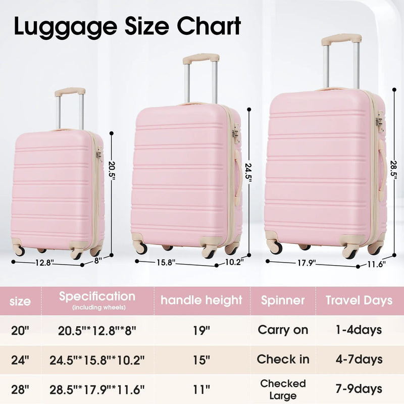 3 Piece Luggage Set Hardside Spinner Suitcase with TSA Lock by HouseOfZazla
