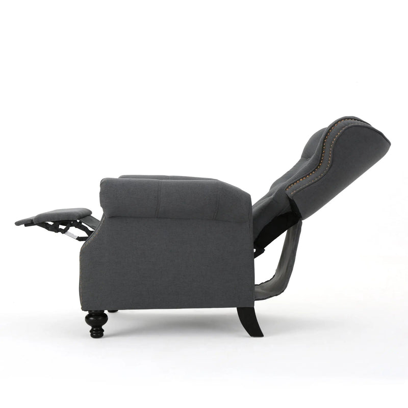 Accented Push Back Recliner Chair With Rolled Arms, Enjoy Cocooning Comfort by Unique Piece Furniture