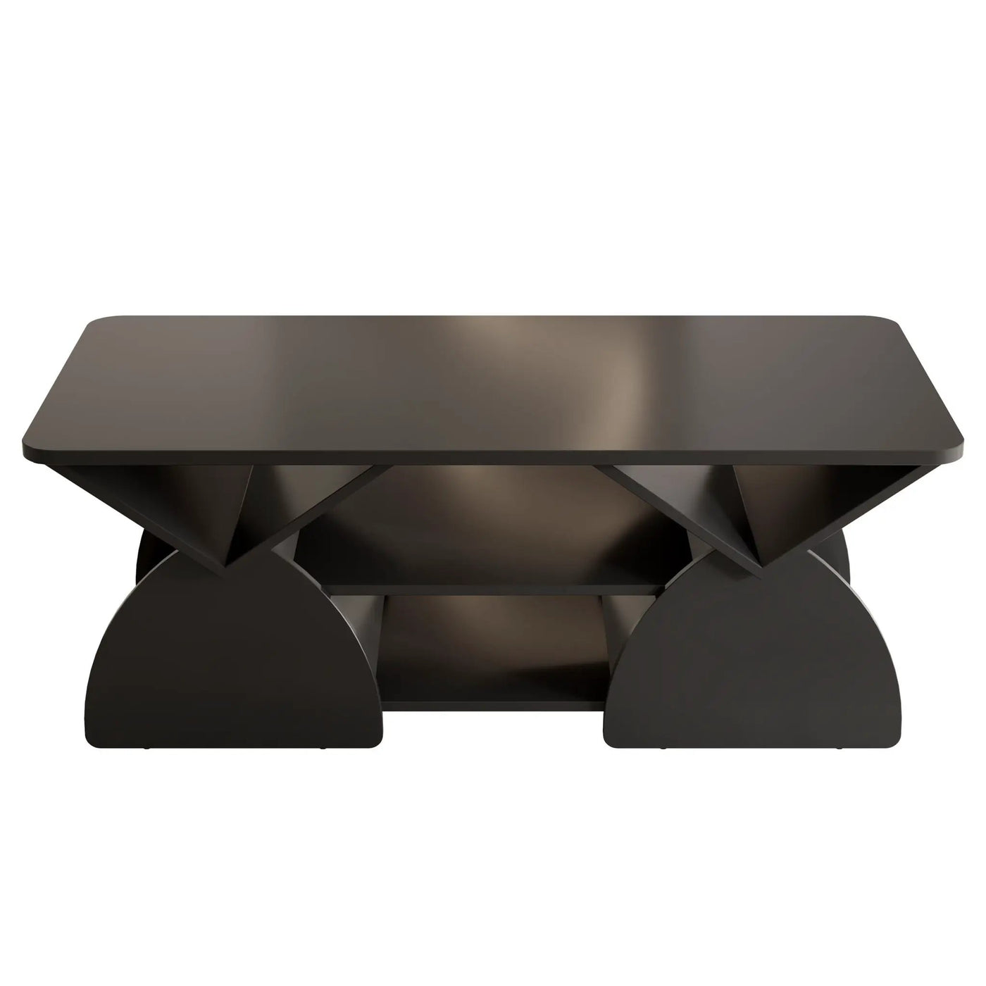 Geometric Engineered Coffee Table with Rounded Corners and Open Shelves by HouseOfZazla