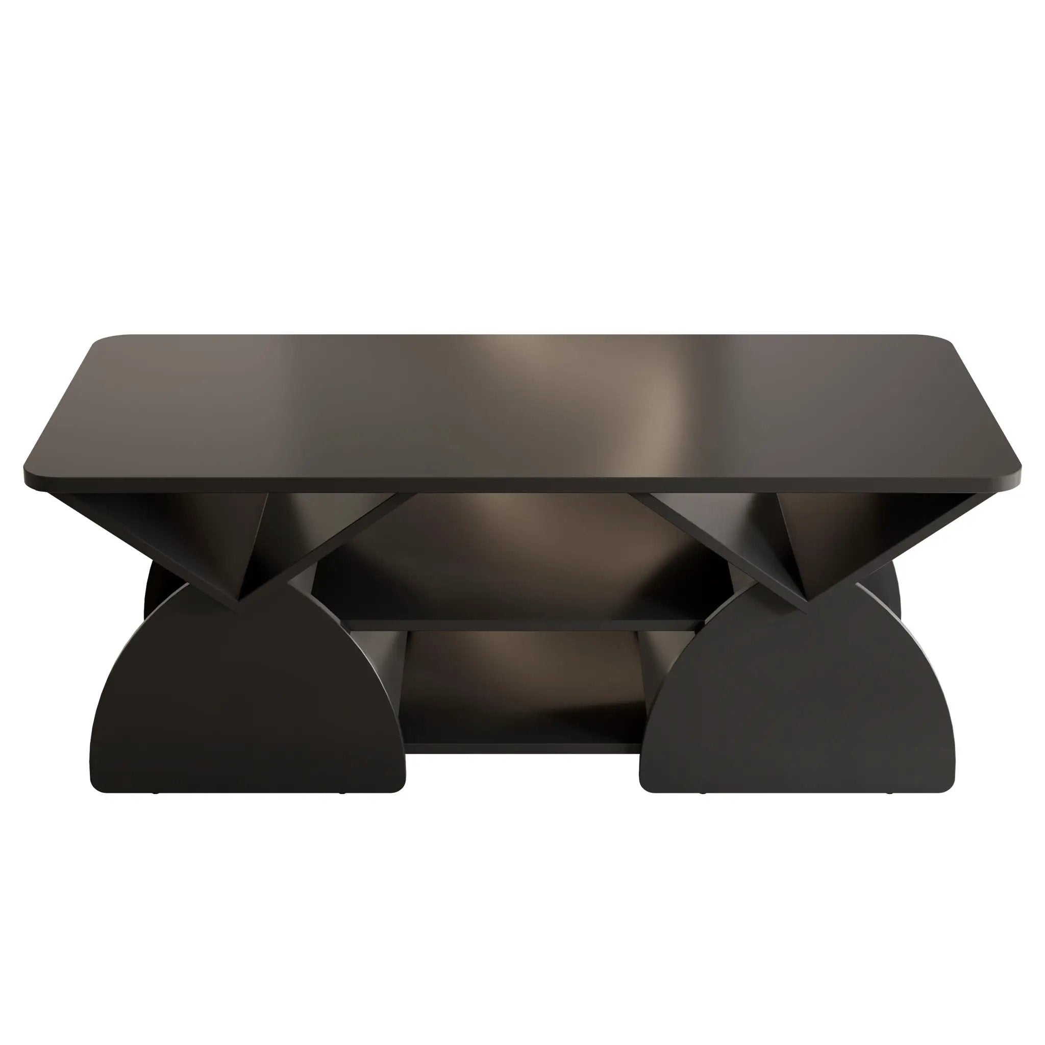 Geometric Engineered Coffee Table with Rounded Corners and Open Shelves by HouseOfZazla